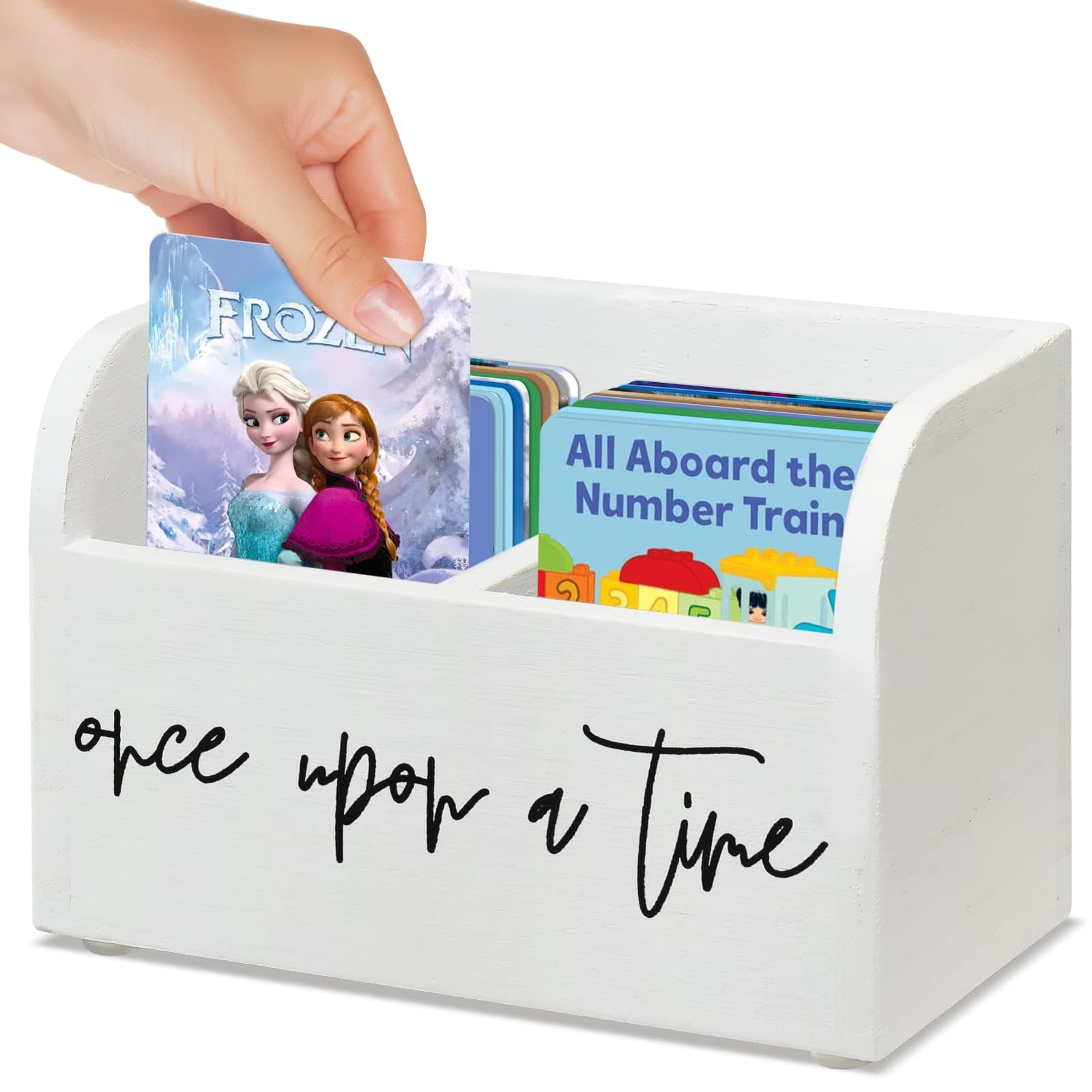 COZYYROME Yoto Card Holder,Wooden Yoto Card Case, Yoto Card Storage Box with Two Compartments, Wood Trading Deck Box Card Storage Box-Designed to Hold Yoto Mini Audio Cards (White, 2 compartments)