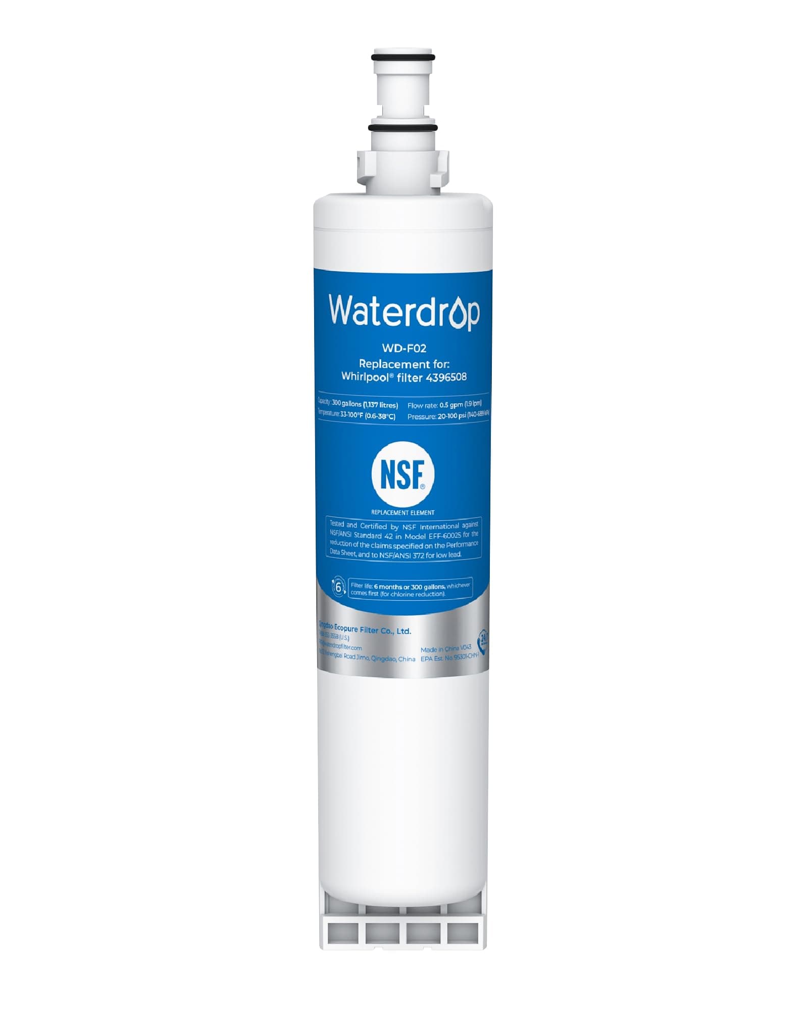 Waterdrop 4396508 Replacement for Whirlpool® 4396510, EDR5RXD1, NLC240V, PNL240V, 4396508p, 4396547, 4392857, LC400V, WF-NLC240V, Everydrop® Filter 5 Refrigerator Water Filter,1 Pack(Package May Vary)