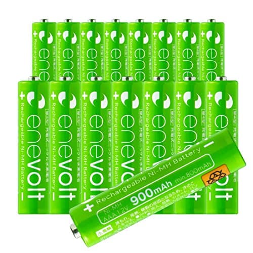 enevolt AAA 900mAh Ni-MH Rechargeable Batteries High-Capacity 1,000 Recharge Cycles and Low Self-Discharge Pre-Charged, Battery Case Included - 16 Pack