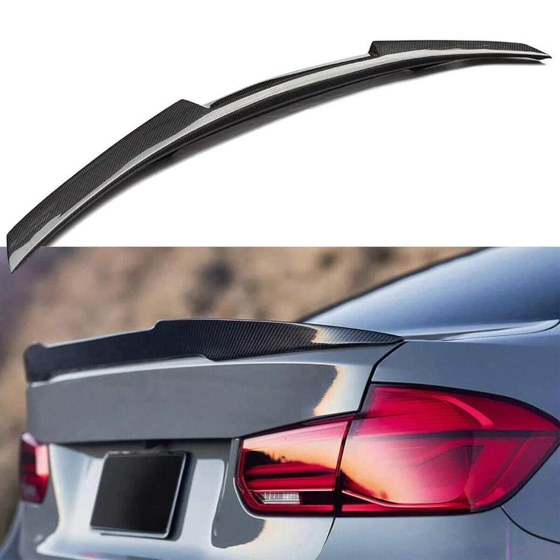 Rear Trunk Spoiler Wing M4 Type Fits for BMW F30 3 Series Sedan & M3 Sedan 2012-2019 Carbon Fiber Style