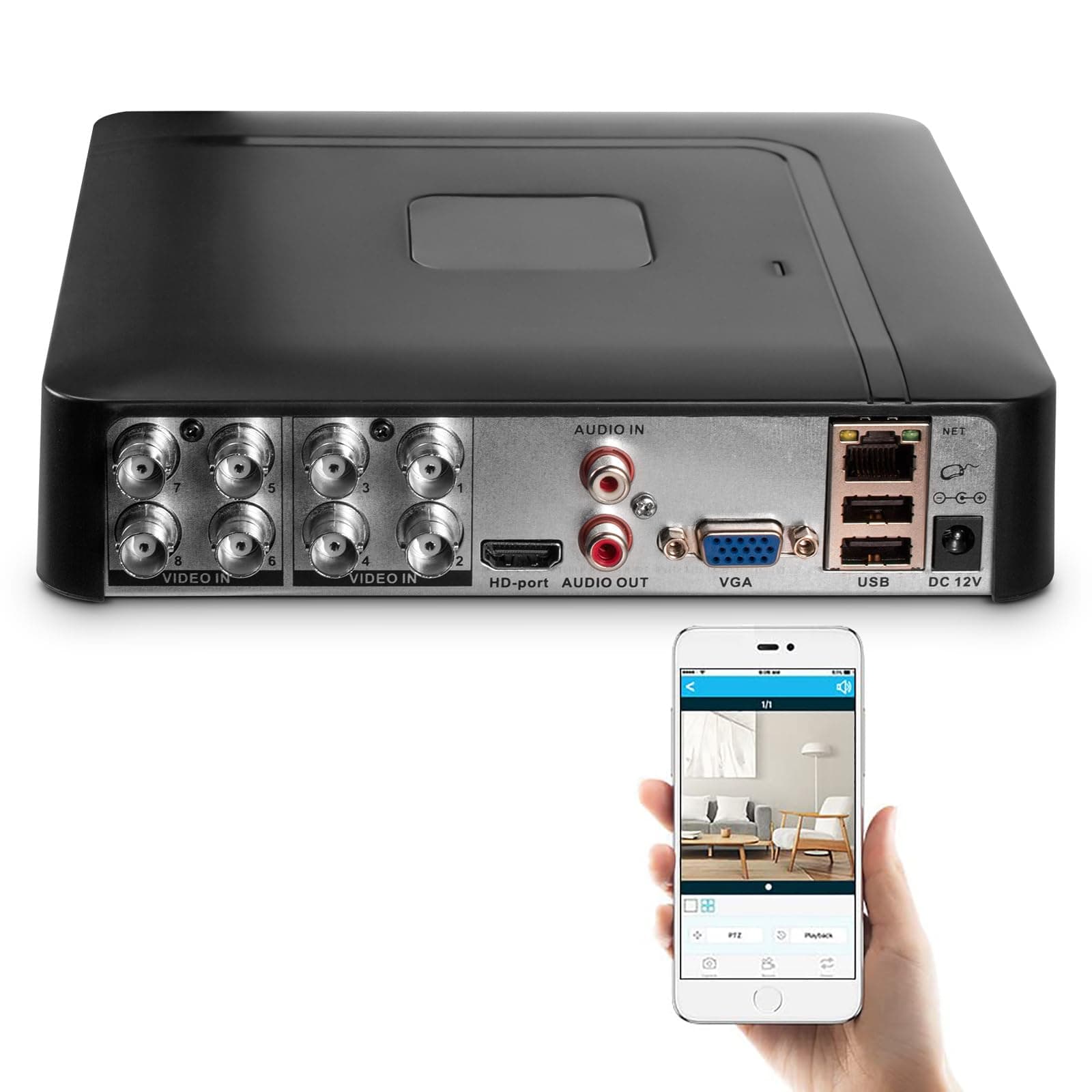 1080P 8CH Surveillance DVR Recorder H.265+ Standalone 6-in-1 CCTV Digital Video Recorder 8 Channel DVR for Security Camera Home Surveillance System, Mobile APP & PC Remote (No Hard Drive)
