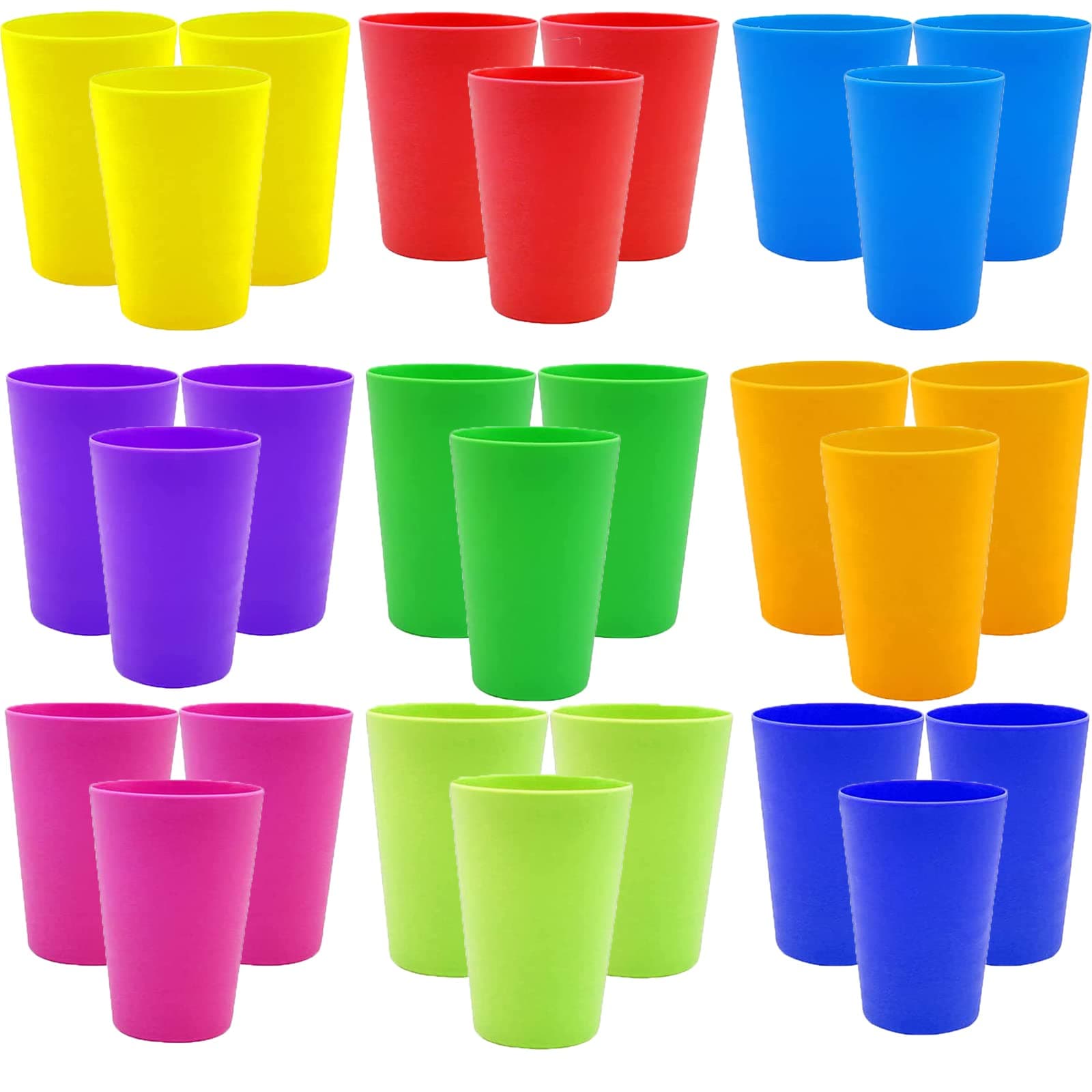 27-Piece Plastic Cups, 260ml Reusable Drinking Cups, Plastic Tumblers Set for Children Kids, Kitchen, Outdoor Parties, Picnics, BBQ’s, Travels, 9 Colors