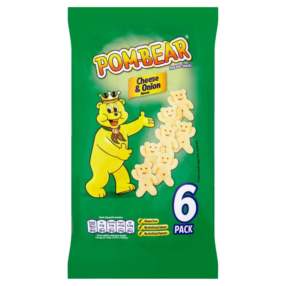 Pom-Bear Cheese and Onion Flavour Potato Snacks, 90 g