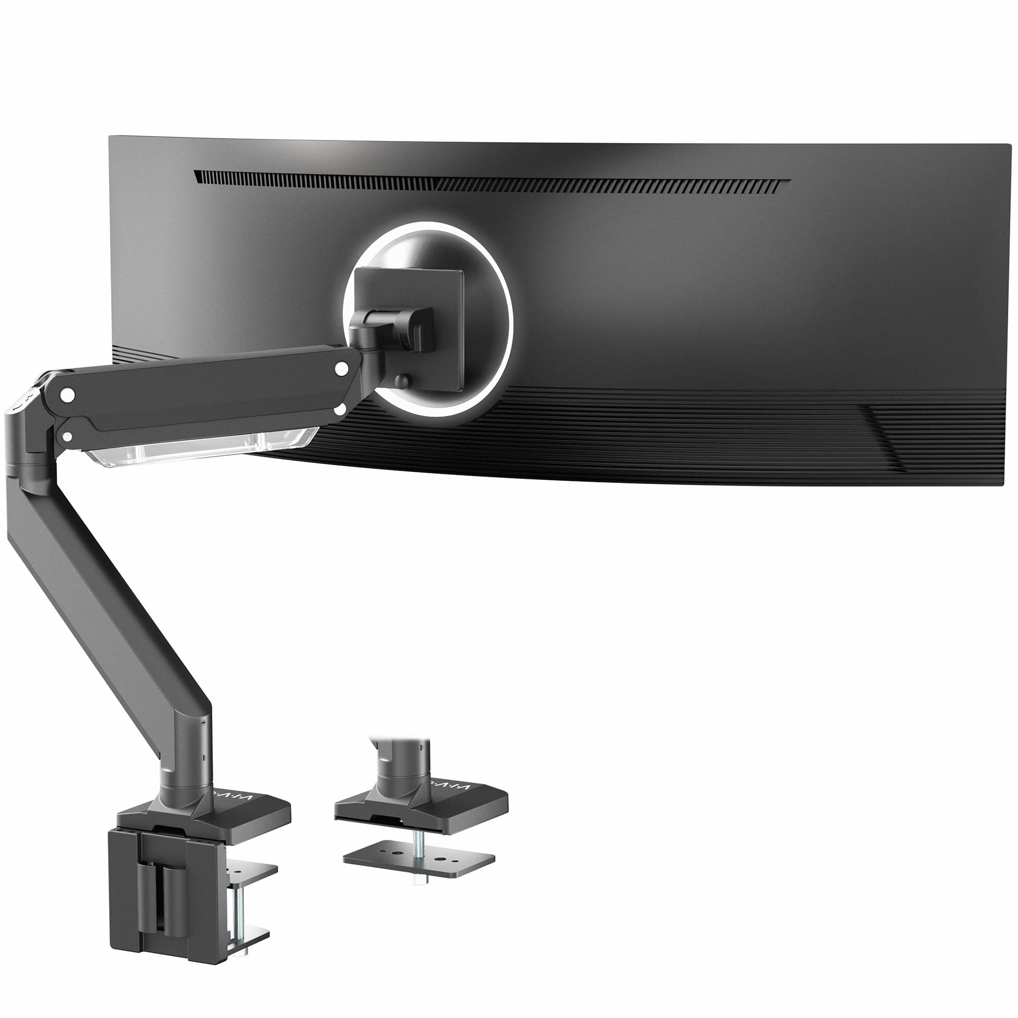 Premium Aluminum Monitor Arm for Ultrawide Screens up to 49 inches and 33 lbs, Heavy Duty Single Desk Mount, Pneumatic Height, Max VESA 100x100, Black, STAND-V101G1
