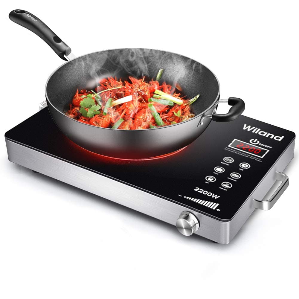 Induction Cooktop Stove, 2200W Electric Ceramic Heaters Cooker with Timer Temperature Control Smart Touch Sensor Ceramic Glass Plate Cooktop for All Cookware