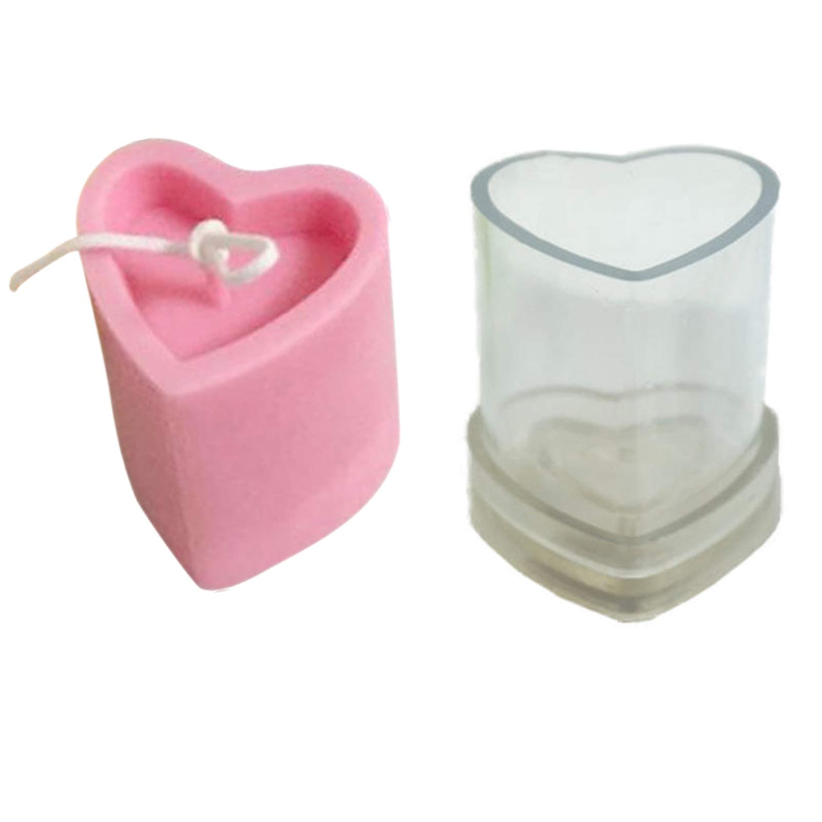 EORTA 3D Heart Candle Mold Acrylic Plastic Column Candle Making Tool Handmade Soap Mold for DIY Crafts Clay Bath Bomb, Clear, 2.5x2 Inch