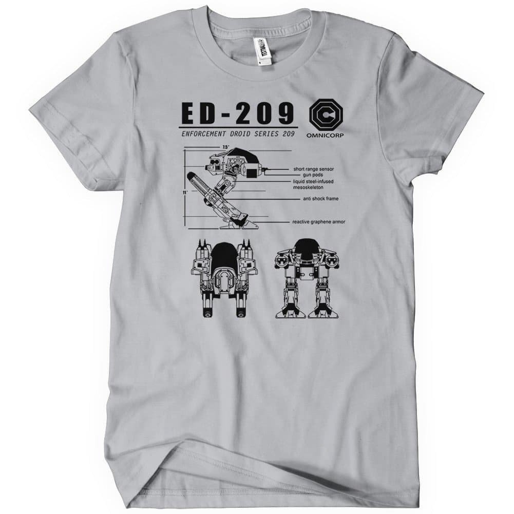 ED-209 Blueprint Omnicorp Mens T-Shirt Tee Robo 80s Cop Movie Weller New Robot
