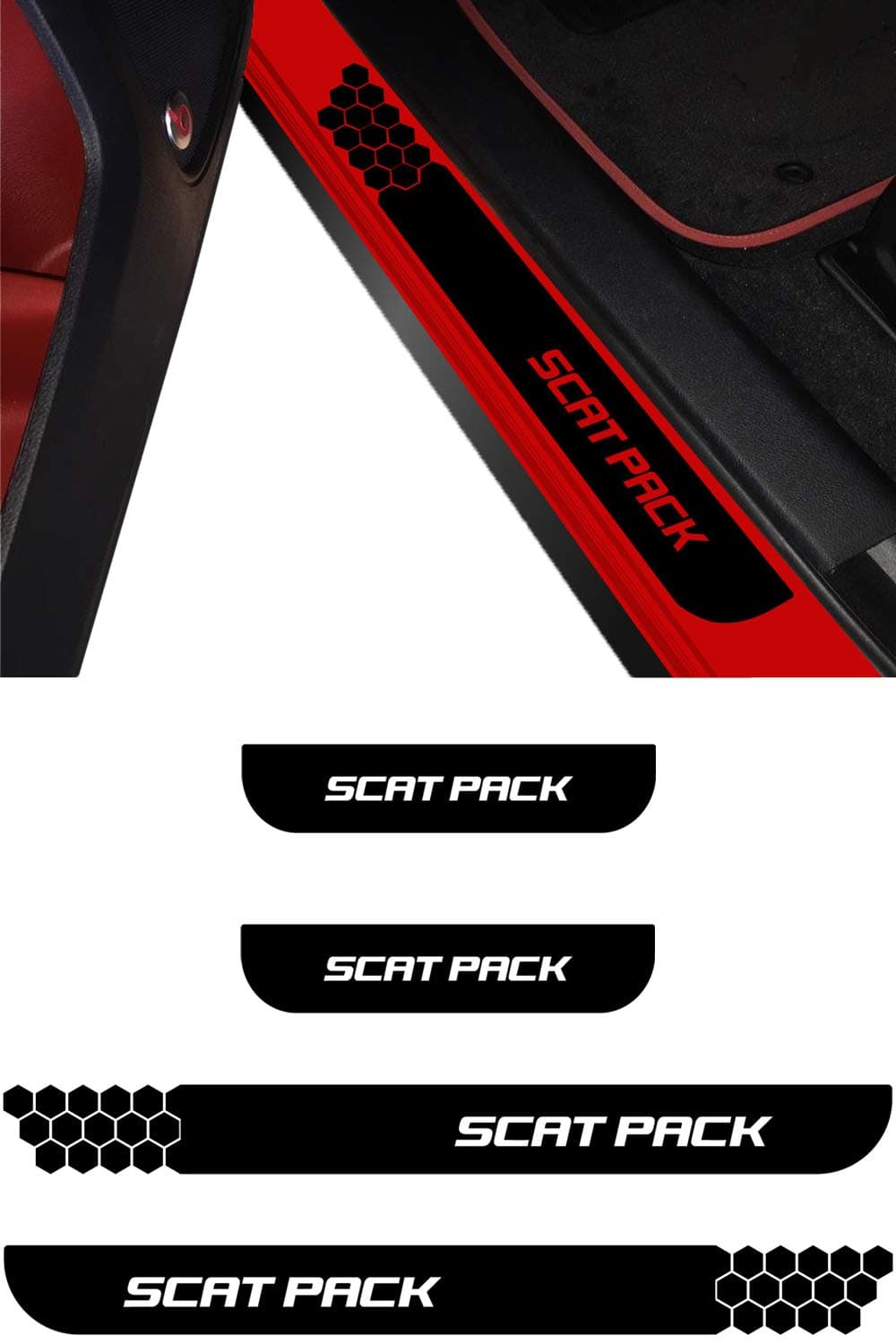 Door Sill Guard Decal compatible with Dodge Charger Scat Pack | Entry Protector Vinyl Sticker | No Background Scuff Plate Protection Cover 2015 2016 2017 2018 2019 2020 Scatpack Accessories (Black)