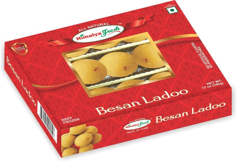 HIMALYA FRESH Besan Ladoo 12oz - Premium Authentic, Luxurious Indian Food & Sweets Made With pure simple ingredients Gram flour, Sugar, Cardamom & Vegetable Oil - No Fillers Or Preservatives (1 Box)