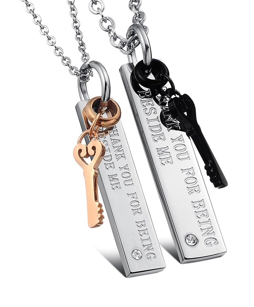 Happy Jewelry Matching Set Couple Pendant Necklace Love Style with a Gift Box and a Nice Gift (A Pair)