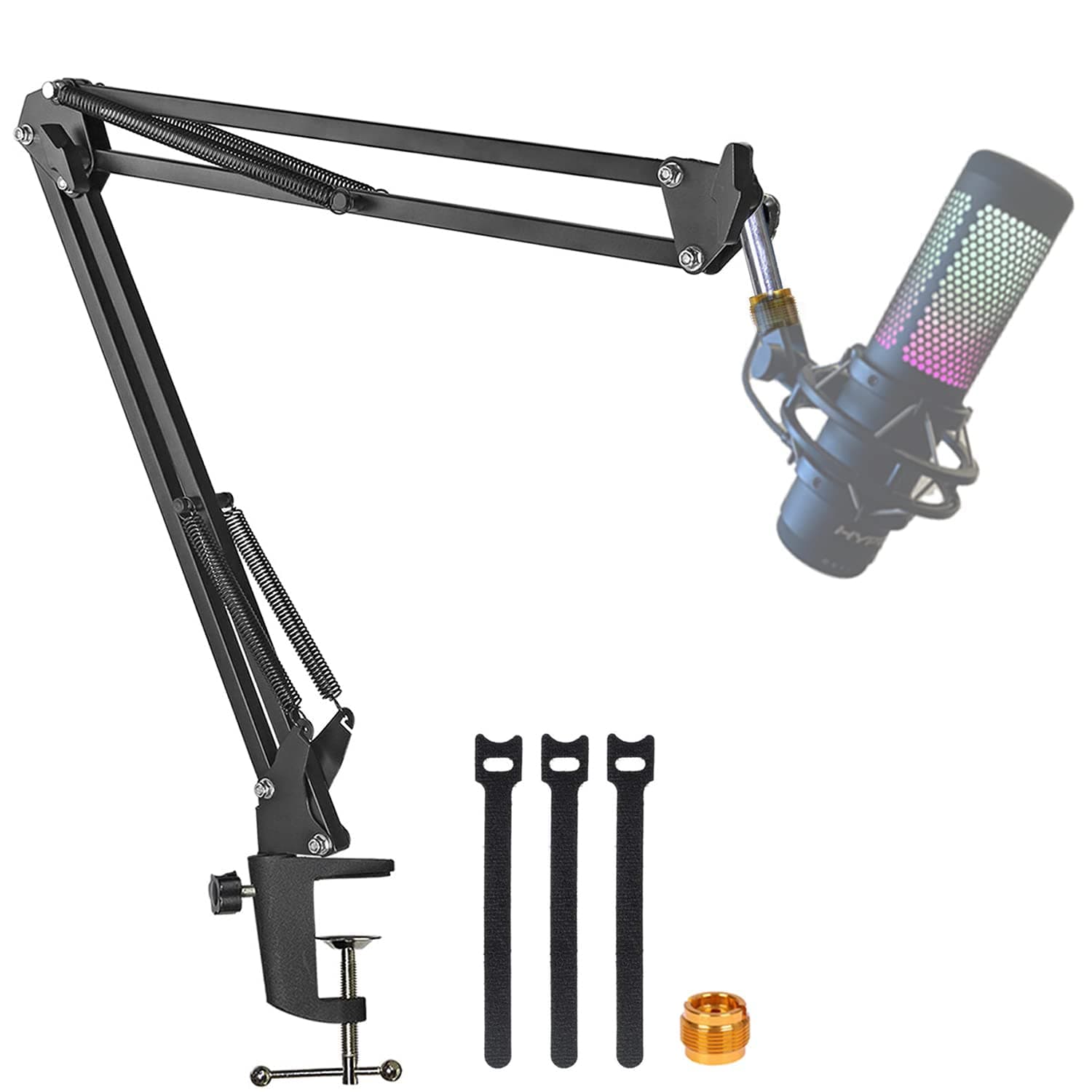YUZUHOMEBoom Arm For Hyperx Quadcast Microphone, Adjustable Suspension Mic Scissor Stand, For Studio Recording & Broadcasting Compatible with Hyper X QuadCast S Mic