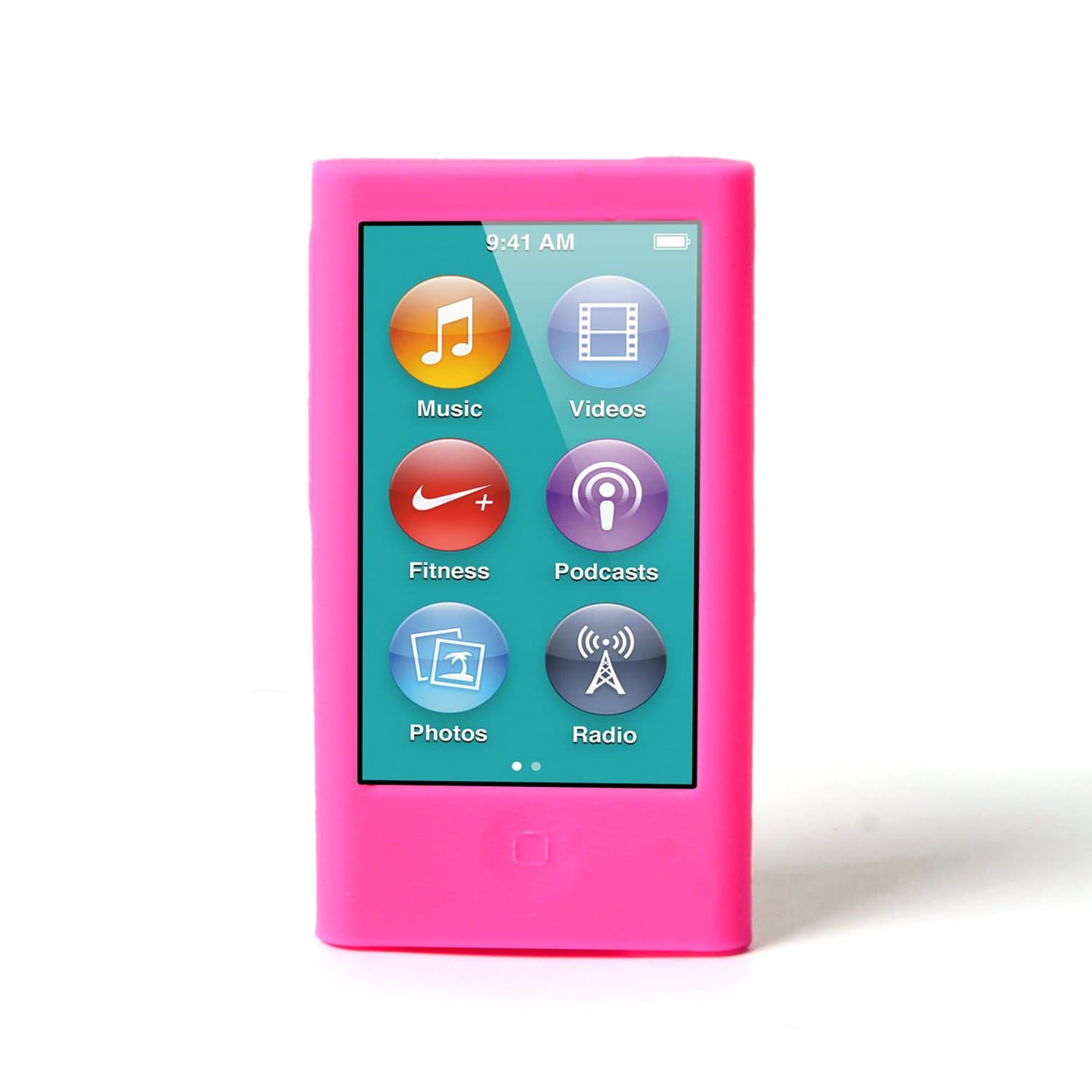 Silicone Cases Skins Covers for New iPod Nano 8th Generation 7th Generation with Cleaning Wipe (Hot Pink)