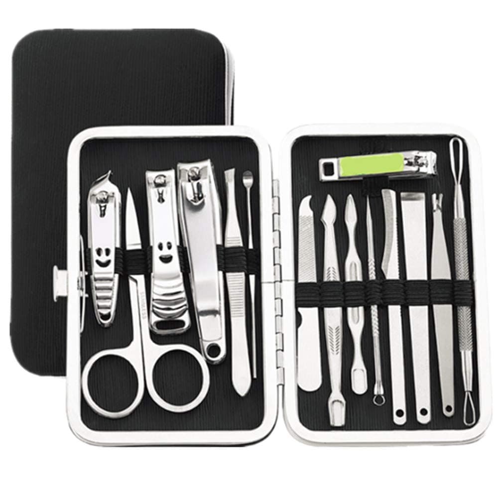 Manicure Set, Nail Clippers, 15 PCS Pedicure Kit With Stainless Steel, Perfect Gift with Black Case for Women and Men