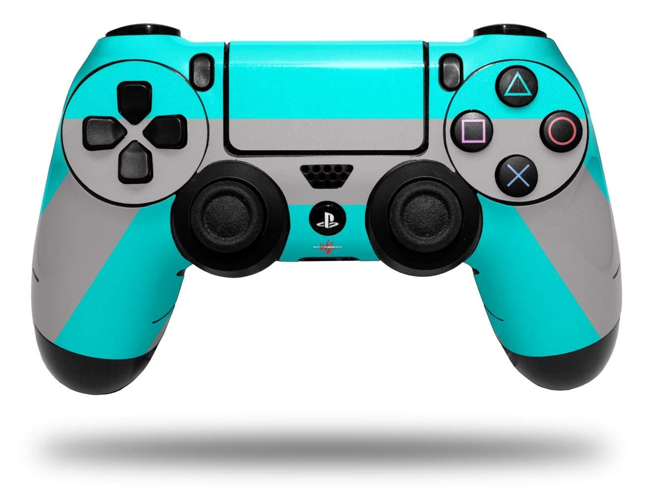 WraptorSkinz Skin compatible with Sony PS4 Dualshock Controller PlayStation 4 Original Slim and Pro Psycho Stripes Neon Teal and Gray (CONTROLLER NOT INCLUDED)