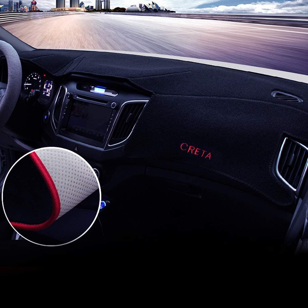 Car Dashboard Center Console Cover Protector Dash Mat Sun Cover Pad Compatible for 2015 2016 2017 2018 Hyundai Creta ix25 Accessories (Black)