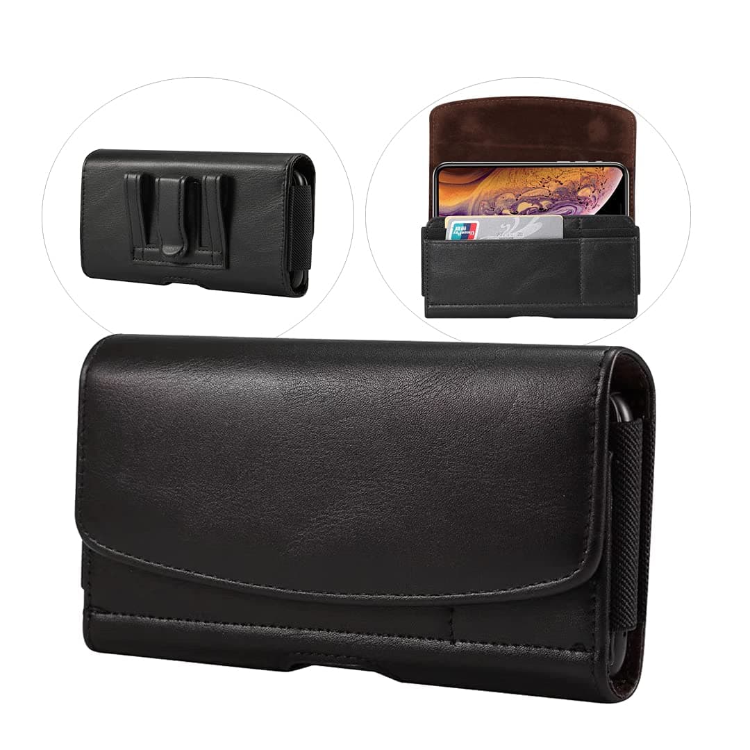 Extra Large Cell Phone Holster Case Belt Clip PU Leather Pouch Belt Holder for Samsung Galaxy S26 Ultra S25 Ultra S24 Ultra S23 Ultra A17 A16 A14 A07 A06 A05 A26, Moto G Power G Play/G 5G 2024 2025
