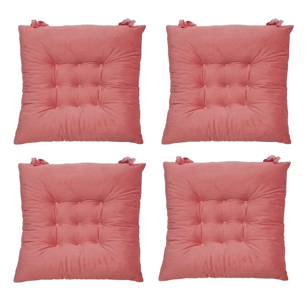 Hevice Set of 4 Chair Pads and Cushions, Seat Cushions for Dining Room Home Kitchen Chair Pads Pillow Perfect Seat Cushion, (4, Pink)