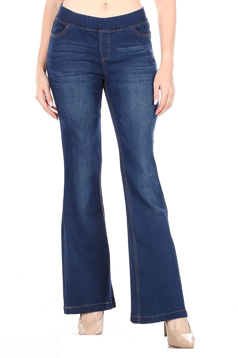 Flare Jeans for Women Ladies Elastic Pull-On Skinny Flared Bootcut Denim Jeggings
