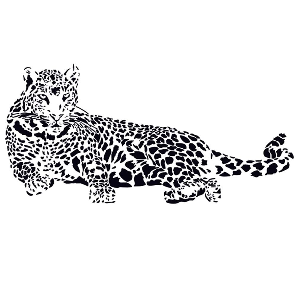 Black Sketch Style Animal Leopards Wall Decal Home Sticker House Decoration WallPaper Removable Living Dinning Room Bedroom Kitchen Art Picture Murals DIY Stick Girls Boys kids Nursery Baby Playroom Decoration