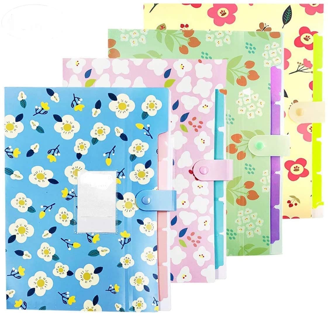 NILEFEN Accordion Document File Folder Expanding Letter Organizer 4PCS (Yellow)