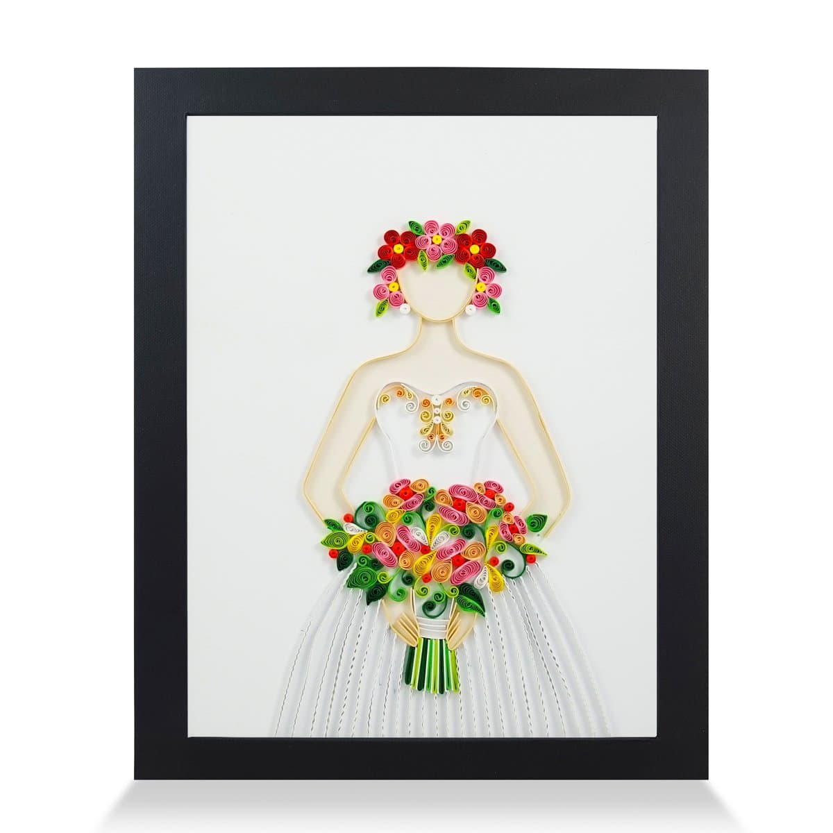 PaperTalk Bride Handmade Frame Paper Quilling 3D Wall Art as Unique Wedding Gifts for Home Decor