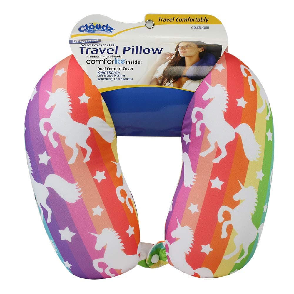 Cloudz Pattern Microbead Airplane Travel Neck Pillow Customized Comfort and Support While Traveling by Airplane, Car, Bus or Train! - Unicorn
