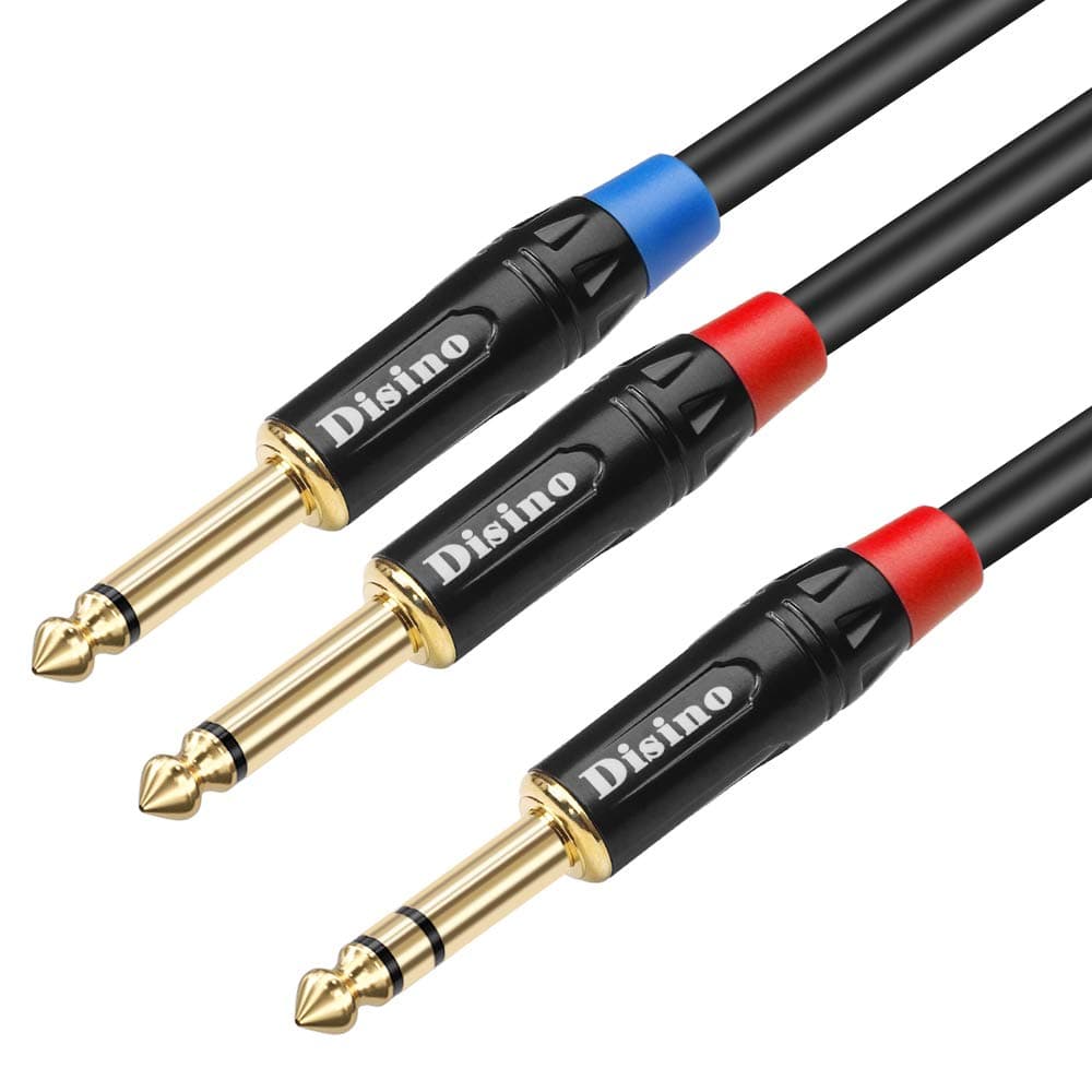 1/4 inch TRS Stereo Y-Splitter Insert Cable, 1/4 Inch Male Jack to Dual 1/4inch(6.35mm) Male TS Mono Breakout Cable Audio Patch Cord - 3.3 Feet/1 Meter