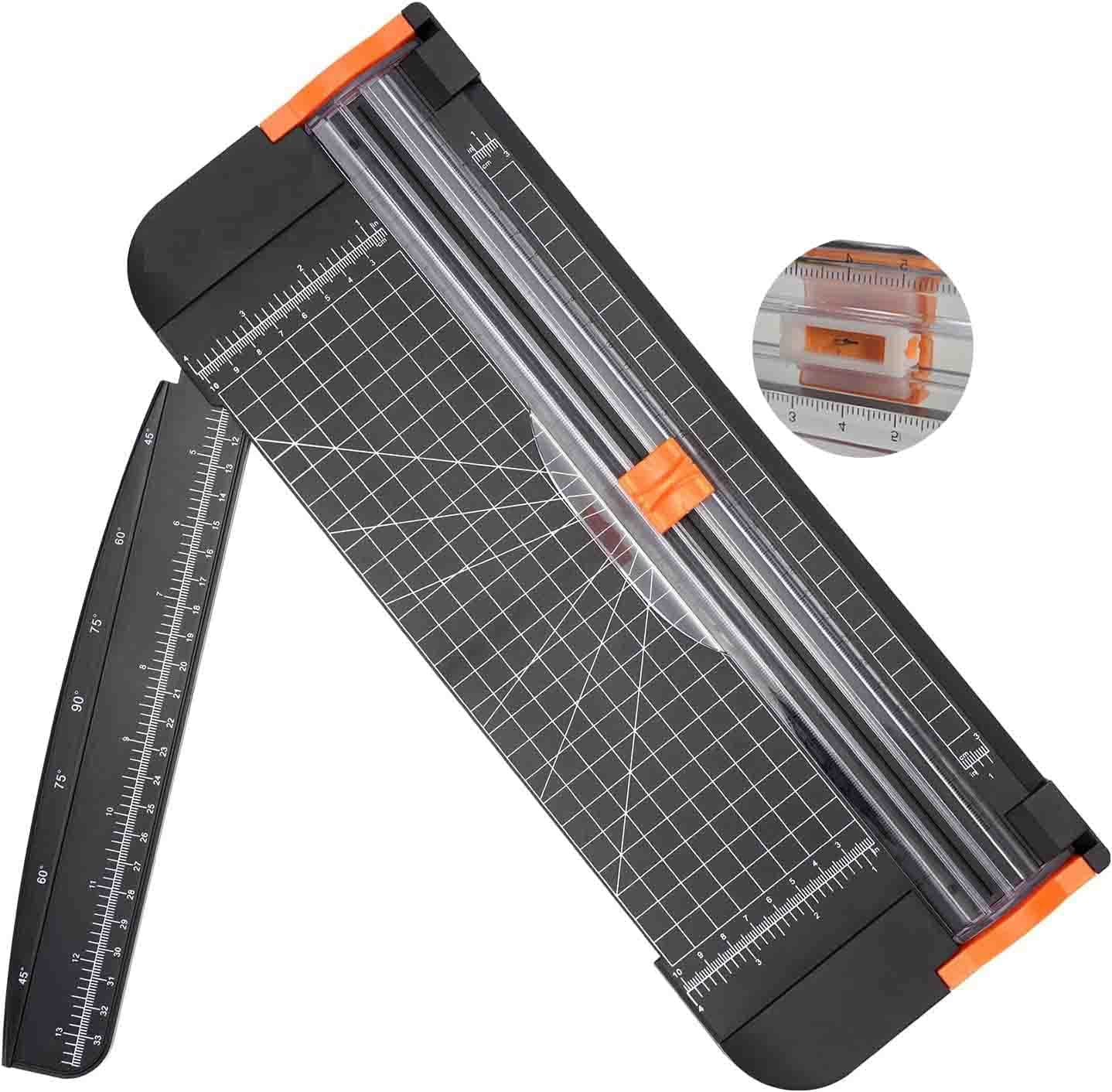 A4 Paper Cutter, 13 Inch Paper Cutting Board Guillotine, Metal Base with Guard Rail Safety Blade Lock, for Home Schoo Office (A4 Black)