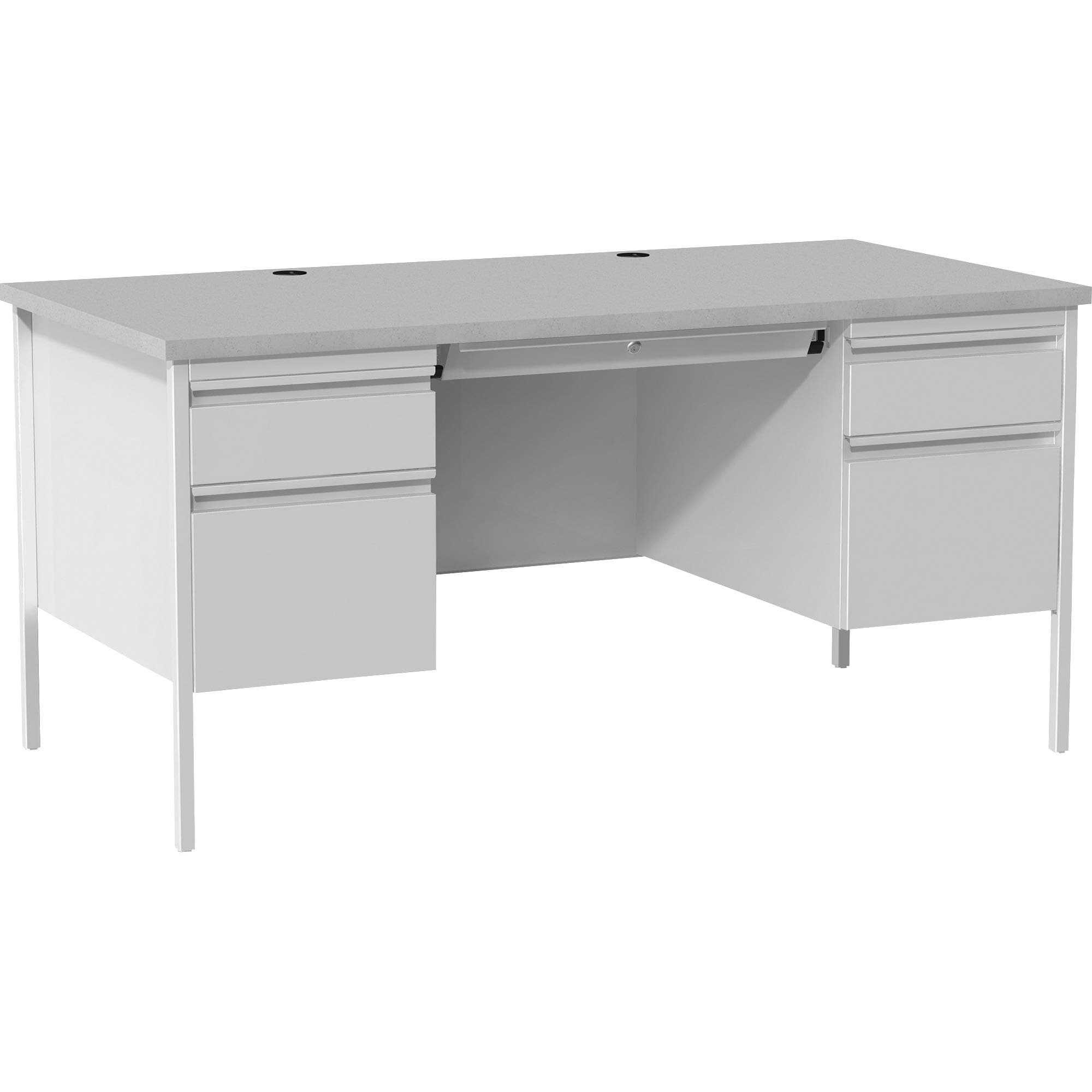 LLR60935, Grey Double Pedestal Steel/Laminate Desk, 1 Each