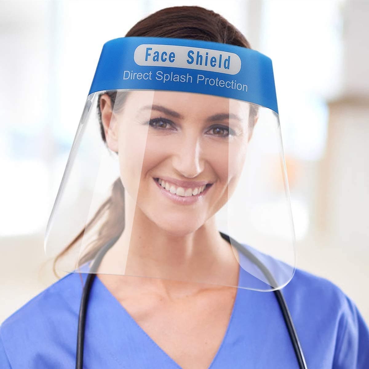 Safety Face Shield Clear Protective Visor, Godmorn Adjustable Transparent Face Shield Anti Splash Elastic Band and Sponge, Full Face Cover for Workshop Cooking Cleaning (2 PCS)