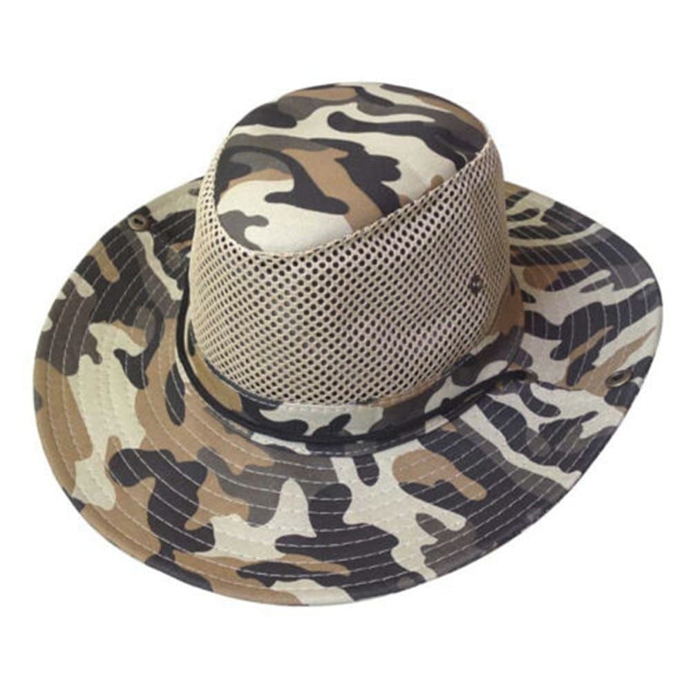 EORTA 2 Pack Men Camouflage Hats with Wide Full Brim Breathable Mesh Design Summer Sunhats/Cups for Outdoor Working Fishing Hiking Gardening Travelling, Folding