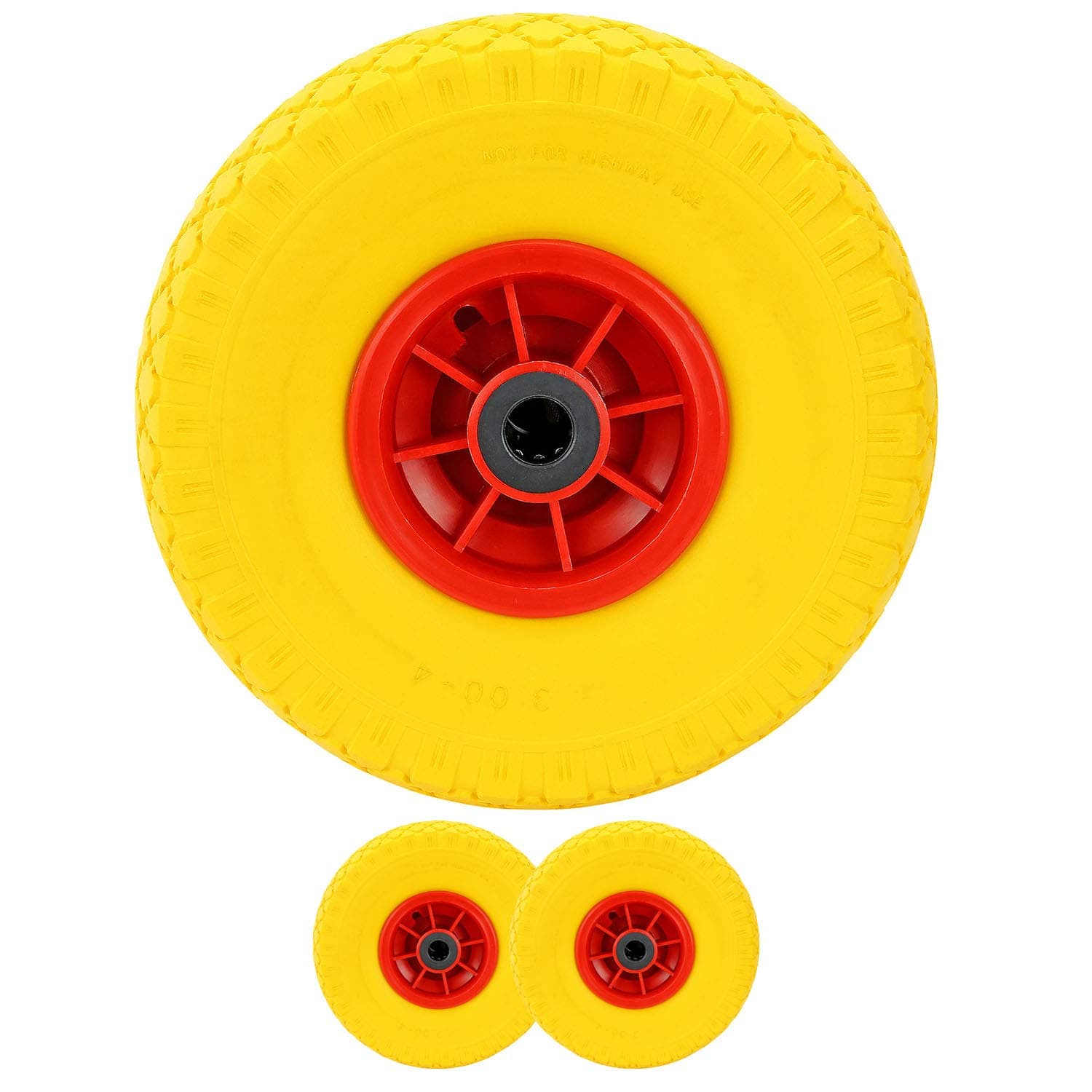 2 x 10" 3.00-4 Yellow Sack Truck Hand Trolley Cart Wheelbarrow Solid Rubber Wheel Tyre Tires 20mm