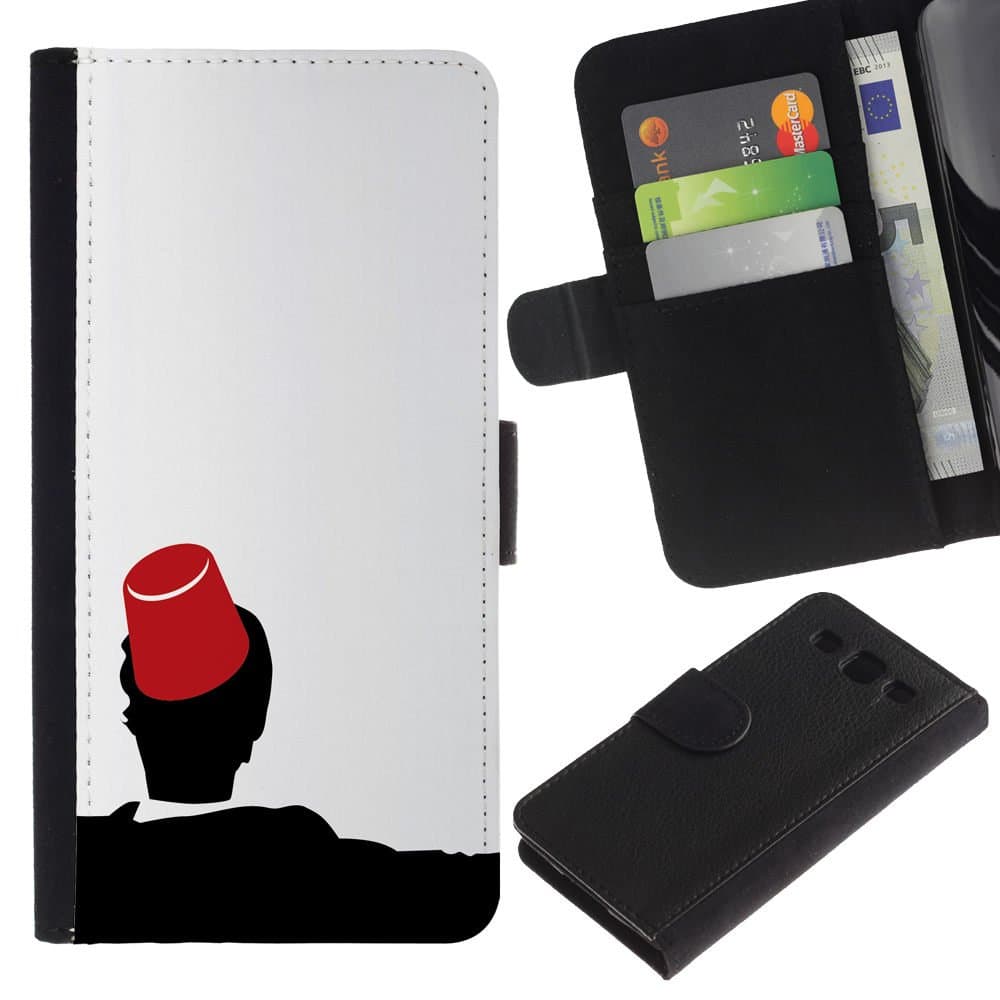 MobileX / Samsung Galaxy S3 III I9300 / Morocco Fez Marrakech Hat Tarboosh / Slim PU Leather Wallet Credit Card Case Cover Shell Armor