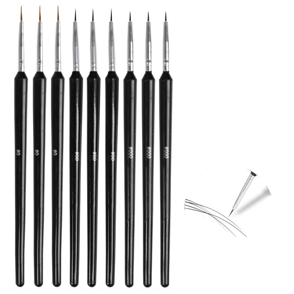 WOWOSS 9Pcs Extra Fine Detail Paint Brush Set Professional Miniature Brush for Art Painting, Nail - Fine Pint Brush for Artists, Acrylic, Models, Make-up