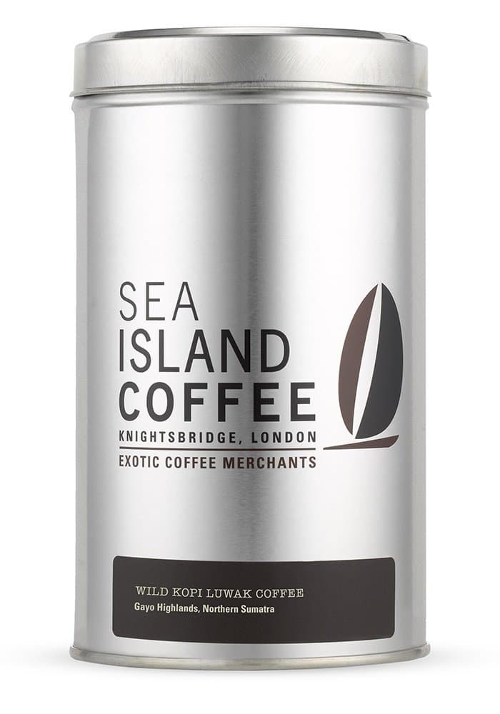 Sea Island Coffee Wild Kopi Luwak Coffee Northern Sumatra Whole Bean Tin Set, 50 g