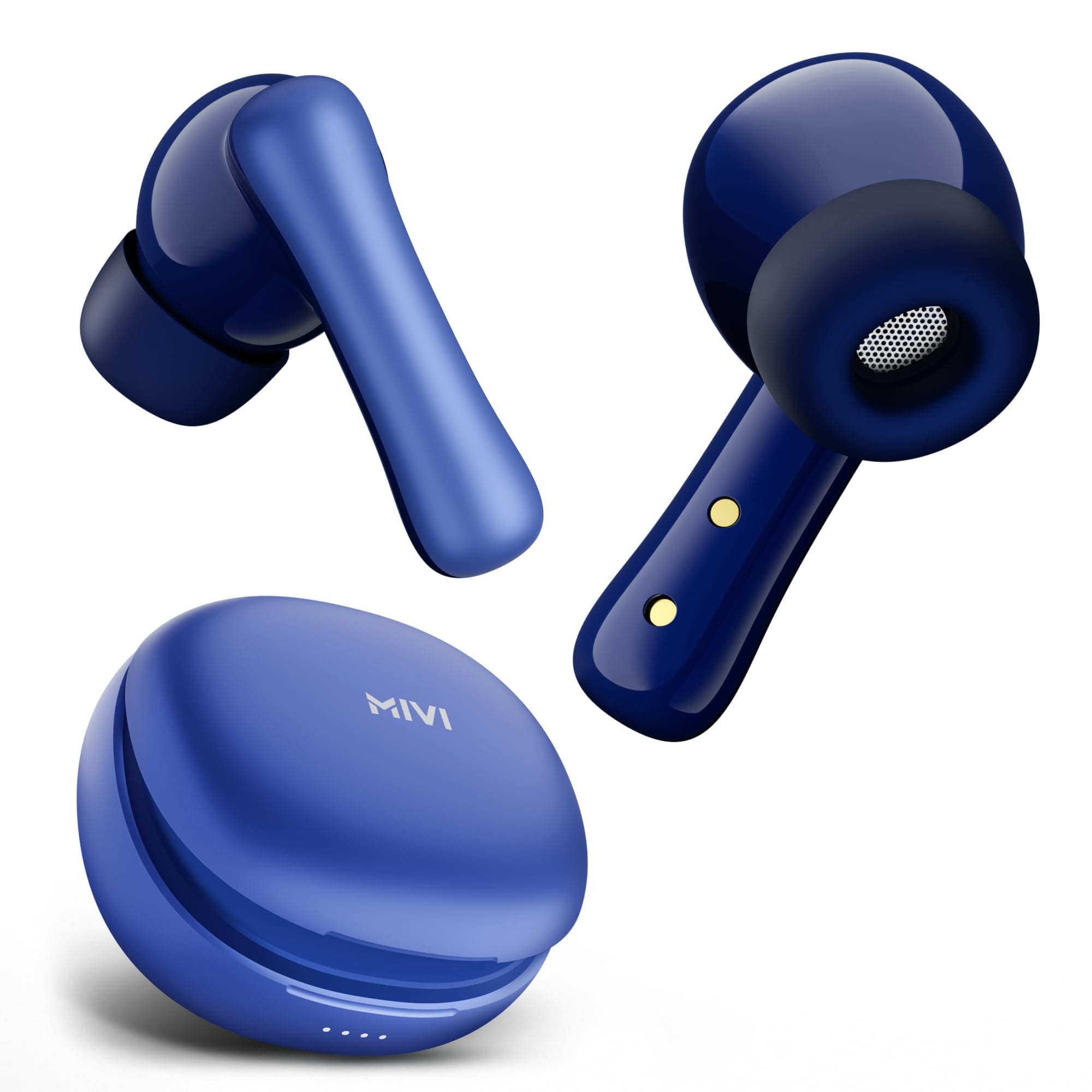 Mivi DuoPods i2 True Wireless Earbuds, 45+ Hrs Playtime, HD Call Clarity, Fast Charging, Type C, 13mm Bass Drivers, IPX 4.0 Sweat Proof, BT v5.3, Made in India Earbuds - Blue
