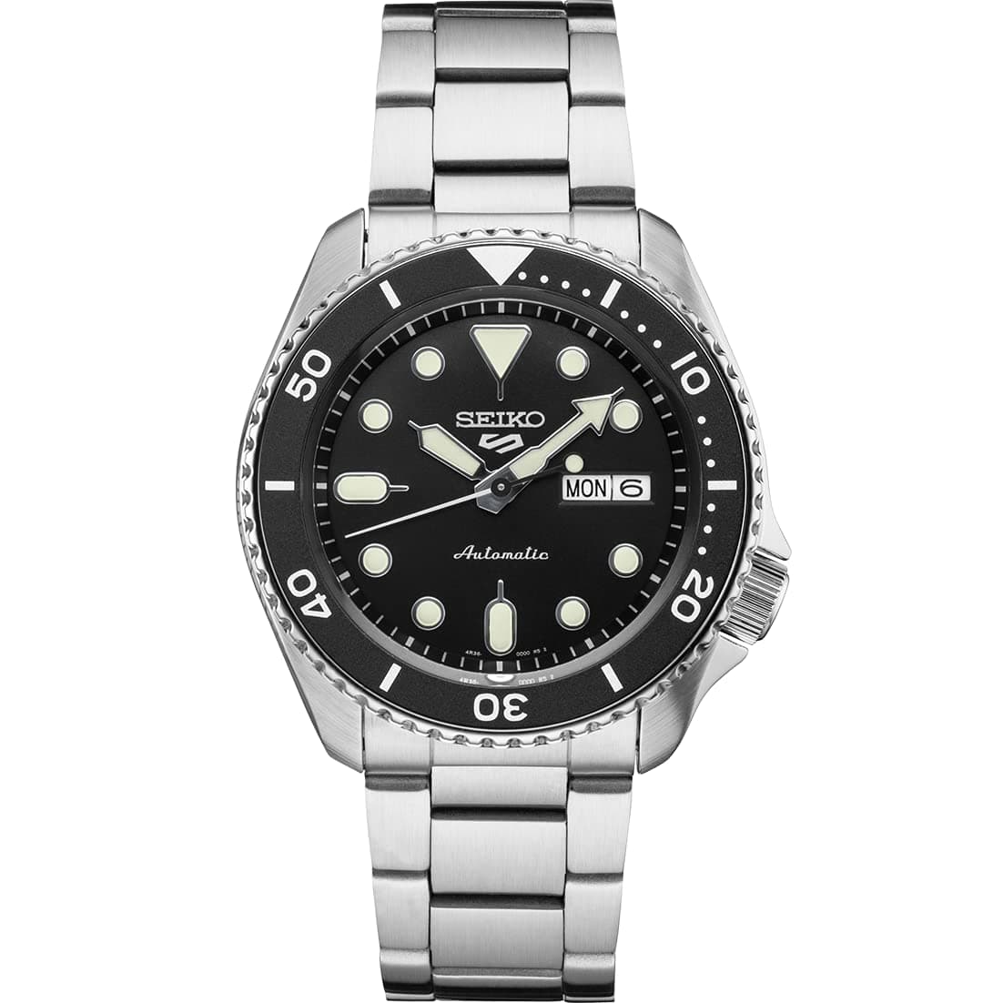 SEIKO Automatic Watch for Men - 5 Sports - Day/Date Calendar, LumiBrite Hands and Markers, and Rotating Bezel, 100m Water-Resistant