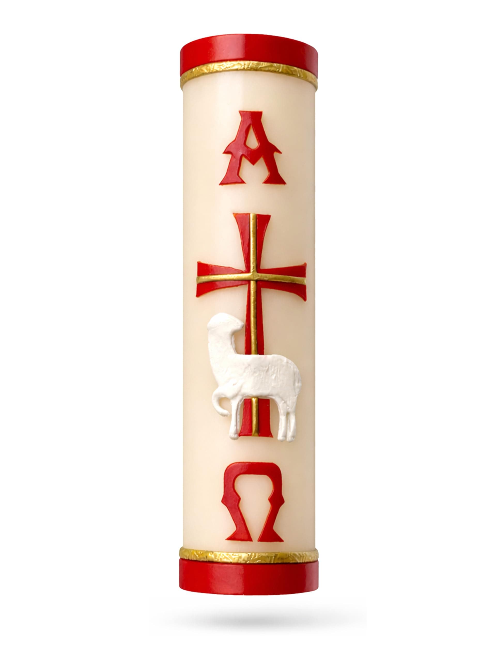 Handmade Paschal Red Candle Alpha Omega Cross Sheep