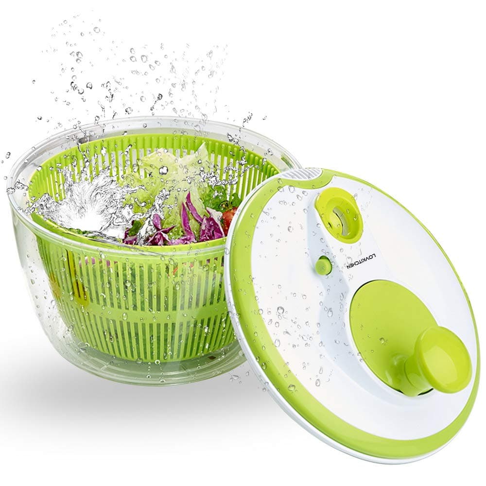 Salad Spinner LOVKITCHEN Large 5 Quarts Fruits and Vegetables Dryer Quick Dry Design BPA Free Dry Off & Drain Lettuce and Vegetable with Ease for Tastier Salads and Faster Food Prep