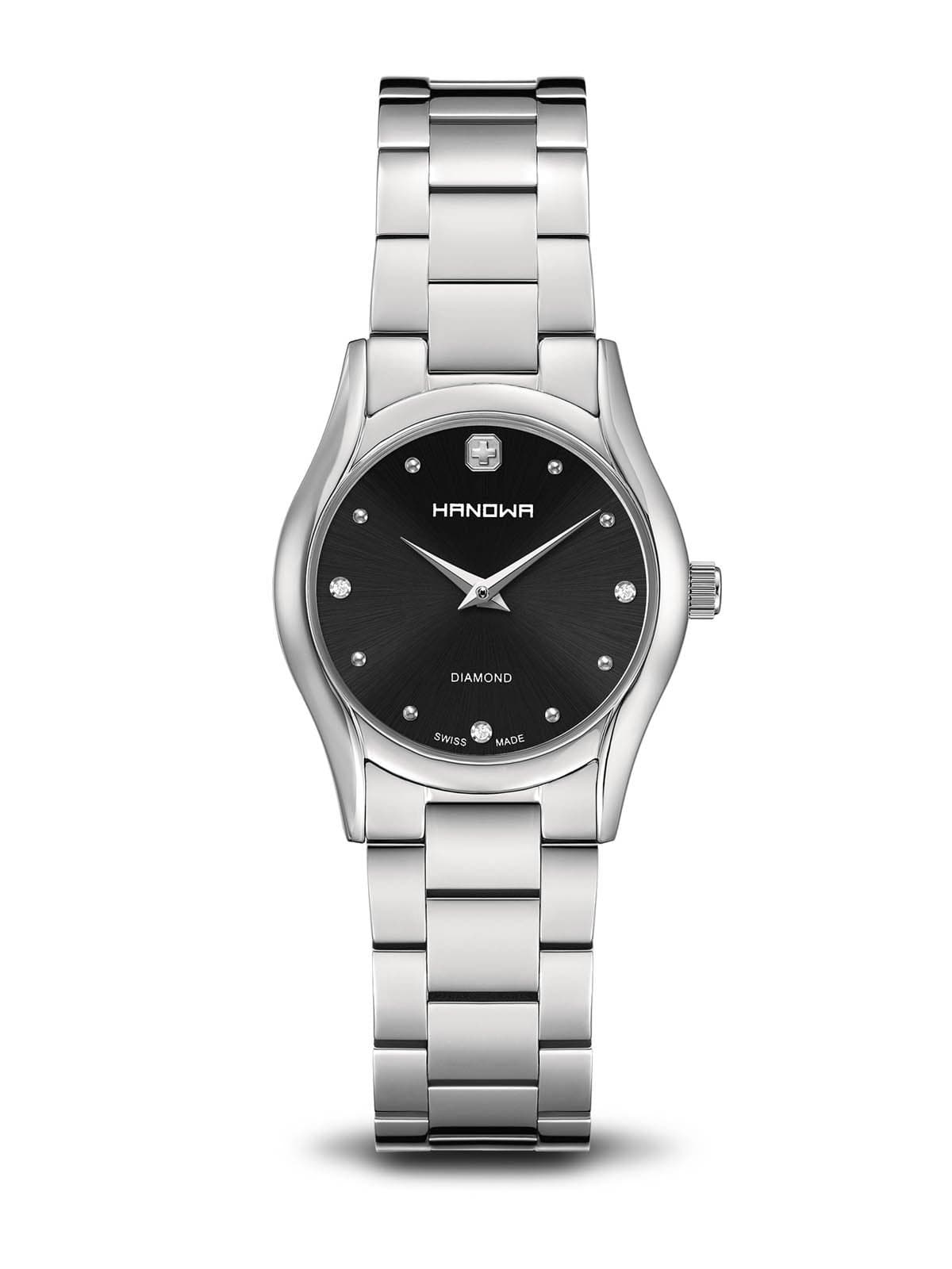 Hanowa Women's Watch Swiss Made Stainless Steel and Black Diamond 7051.04.007