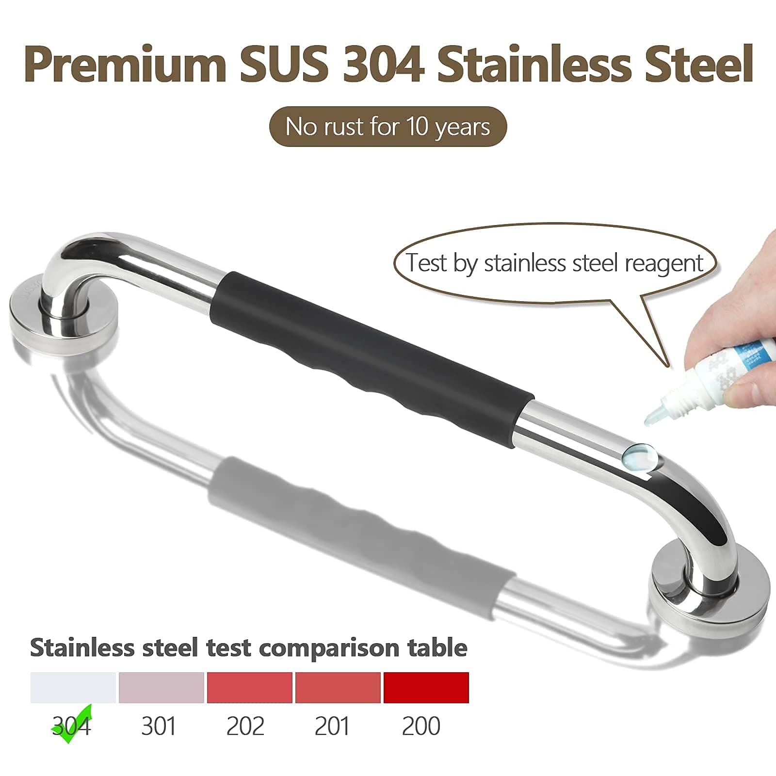 2 Pack 16 Inch Anti-Slip Shower Grab Bar with Ergonomic Soft Silicone Grip, Safety Bathroom Grab Bar (Lengthen Concealed Screw), Handicap Bath Grab Bars for Pregnant, Elderly, Injury Senior,