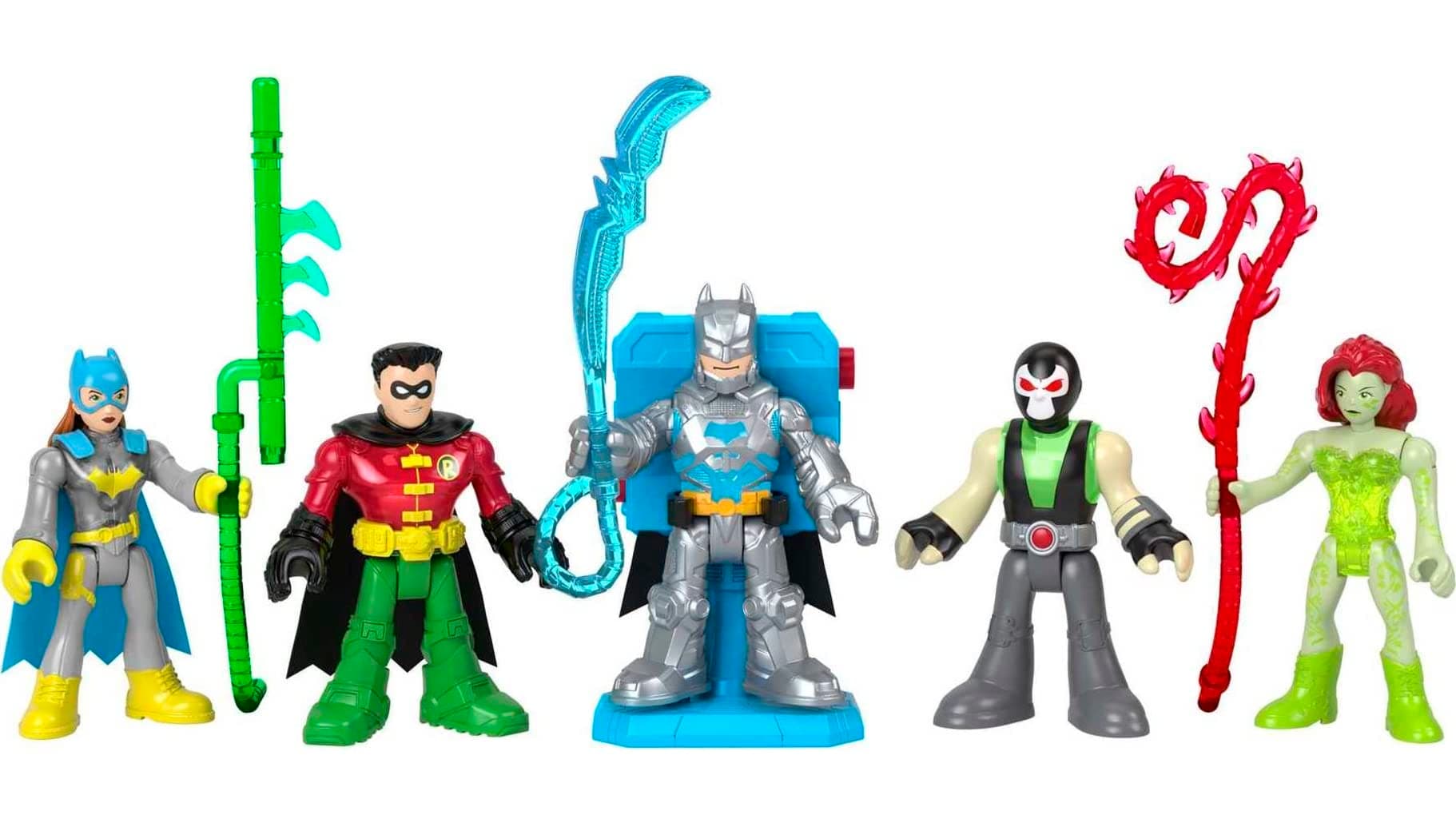 Imaginext DC Super Friends Batman Battle Multipack figure set of 5 characters with lights and accessories for kids ages 3 and up, HGX97