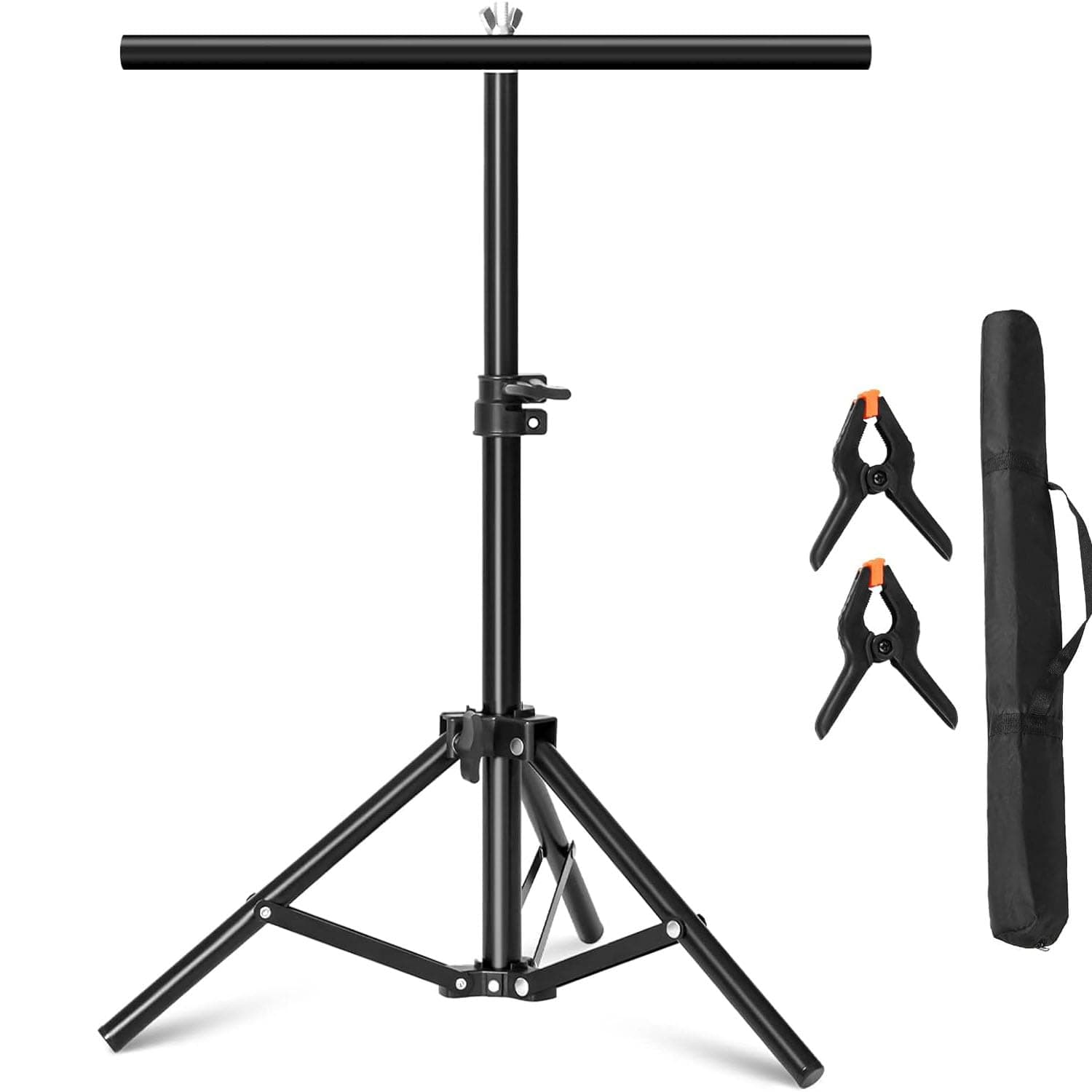 T-Shape Portable Backdrop Stand, 68x75cm /27x30 inches Adjustable Photo PVC Background Support Stand System Kit with Carrying Bag, 2 Spring Clamps for Photography Video Studio Parties Wedding