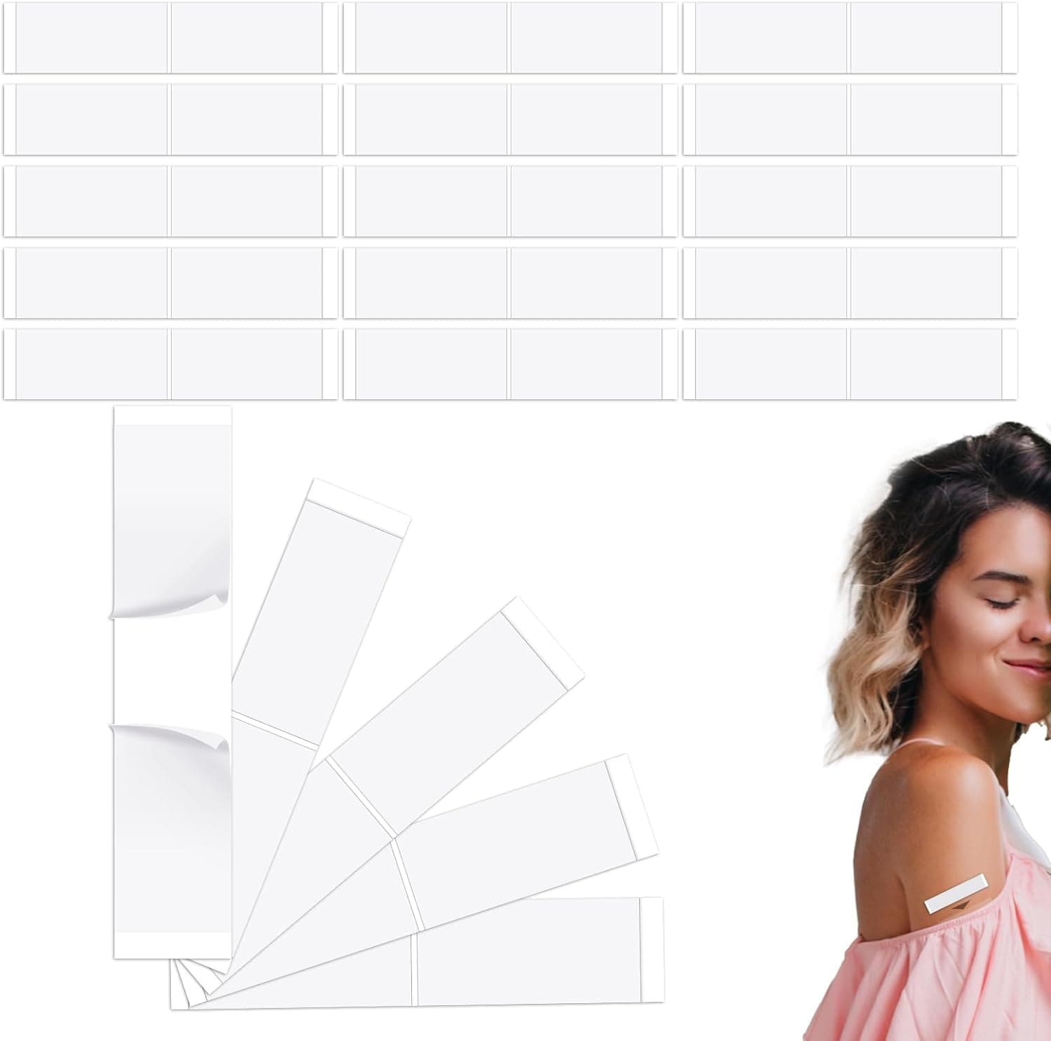 OdluzyOdluzy 180 Strips Double Sided Tape for Fashion and Clothes, Fabric Tape to Skin, Strong Adhesive Body Tape, Clear Transparent for All Fabric Complexion