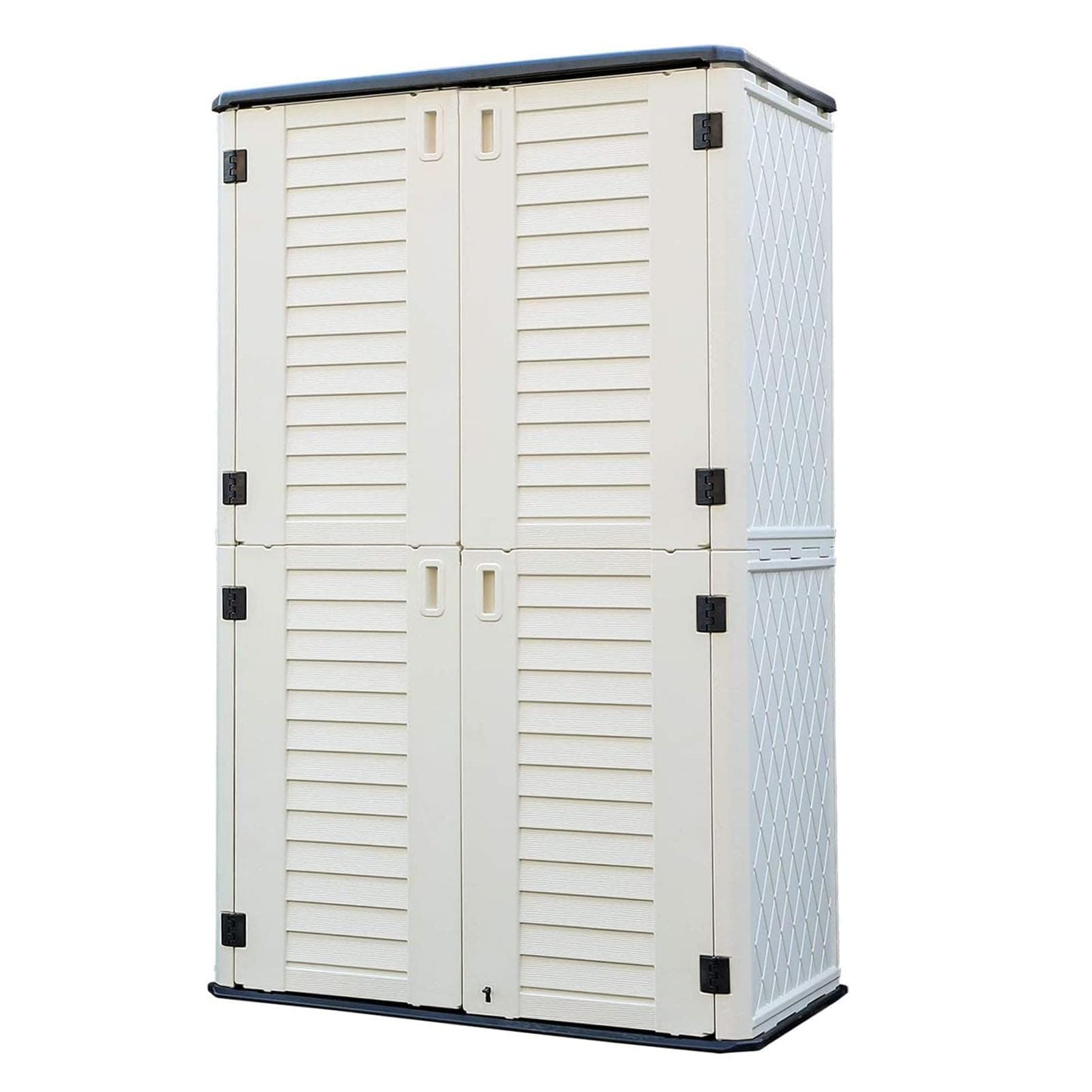 HOMSPARK Storage Shed Weather Resistance, Multi-Purpose Outdoor Storage Cabinet for Backyards and Patios, Vertical Storage Shed for Lawnmower, Patio Accessories (White 1, Tall - 53 cu.ft)