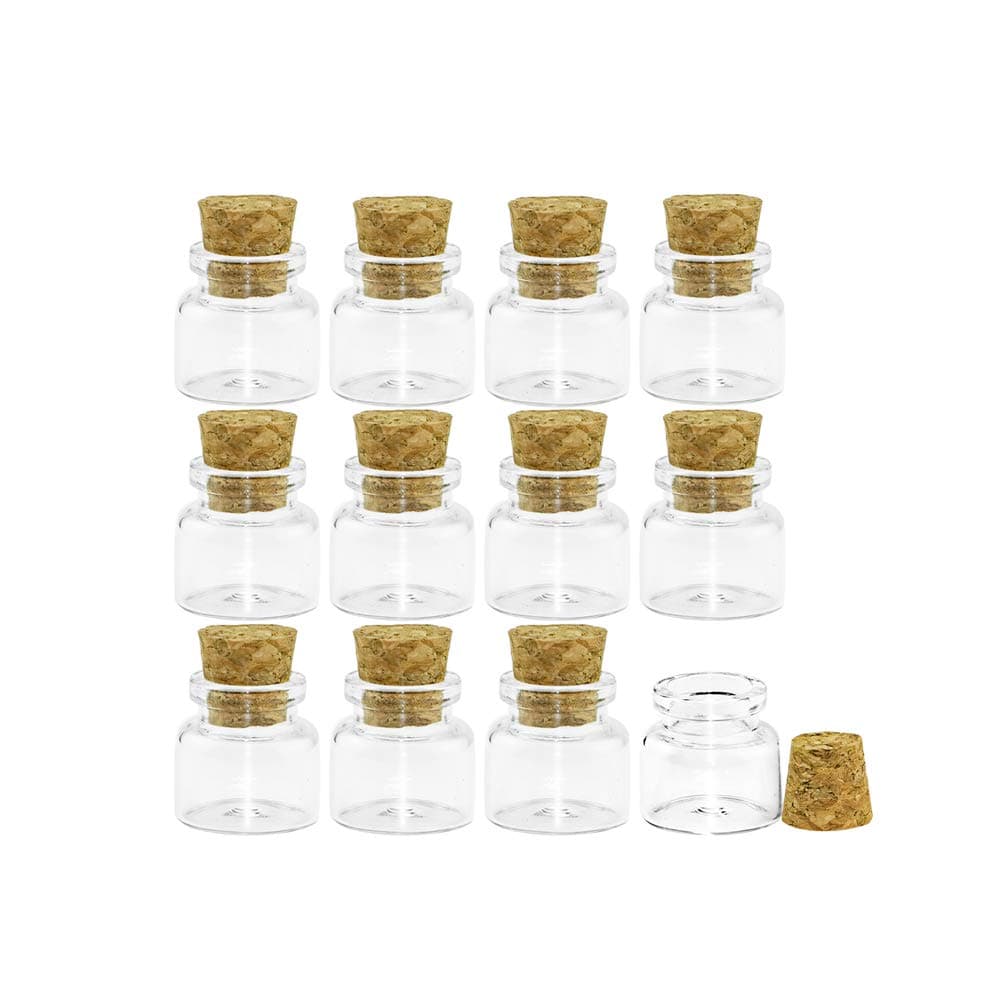 JarvialsEmpty Mini Bottle with Cork Stopper 10ml Glass Jars idea for Wedding Small Wishing Bottles Wholesale (12, 10ml)