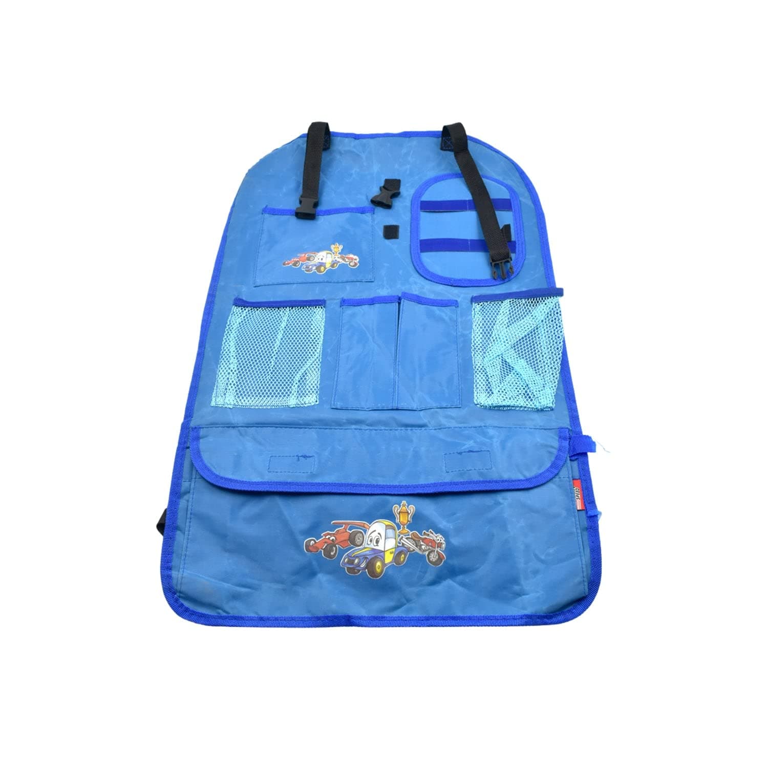 Oblivion Polyster Car Back seat Organizer/Holders Multifunctional uses with Multiple Pockets Storage with Tissue Box, Tablet, Bottle,Childrens Travel Storage Pockets,Hot and Cool Bag - Blue/Assorted