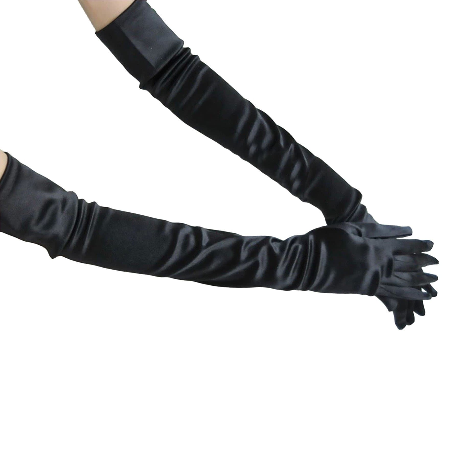 WITERY Dress Gloves, Costumes Gloves, Full Finger Stretchy Satin Party Fancy Dress Accessory / Bridal Wedding Gloves / Prom Dress Gloves Costumes Gloves For Ladies Women