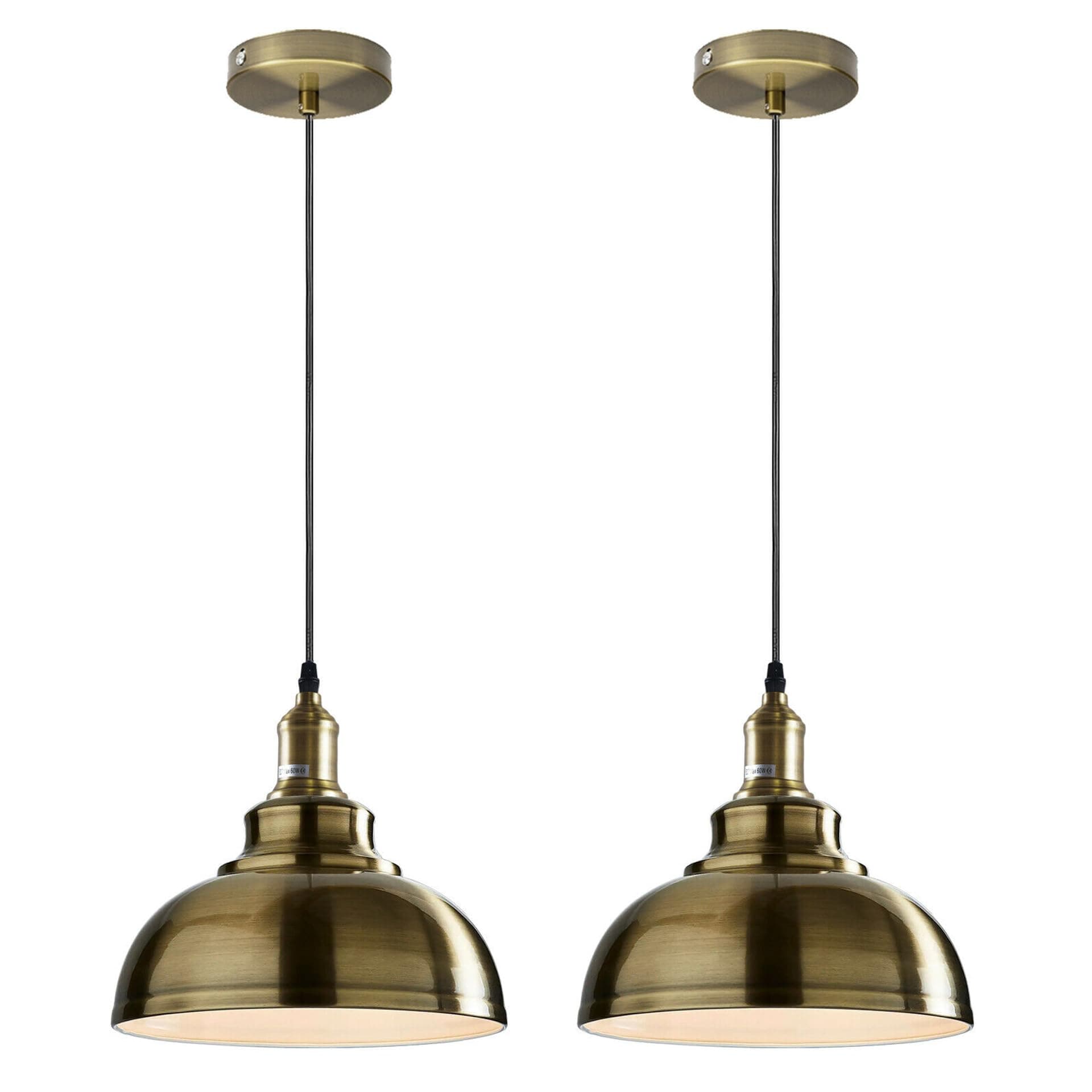 DC VOLTAGEVintage Retro Style Green Brass 29W x 23H Ceiling Metal Pendant Lamp Shade Fixtures Industrial Bulb Guard with Free Reducer Plate Easy Fitting for Bedroom Kitchen Restaurants
