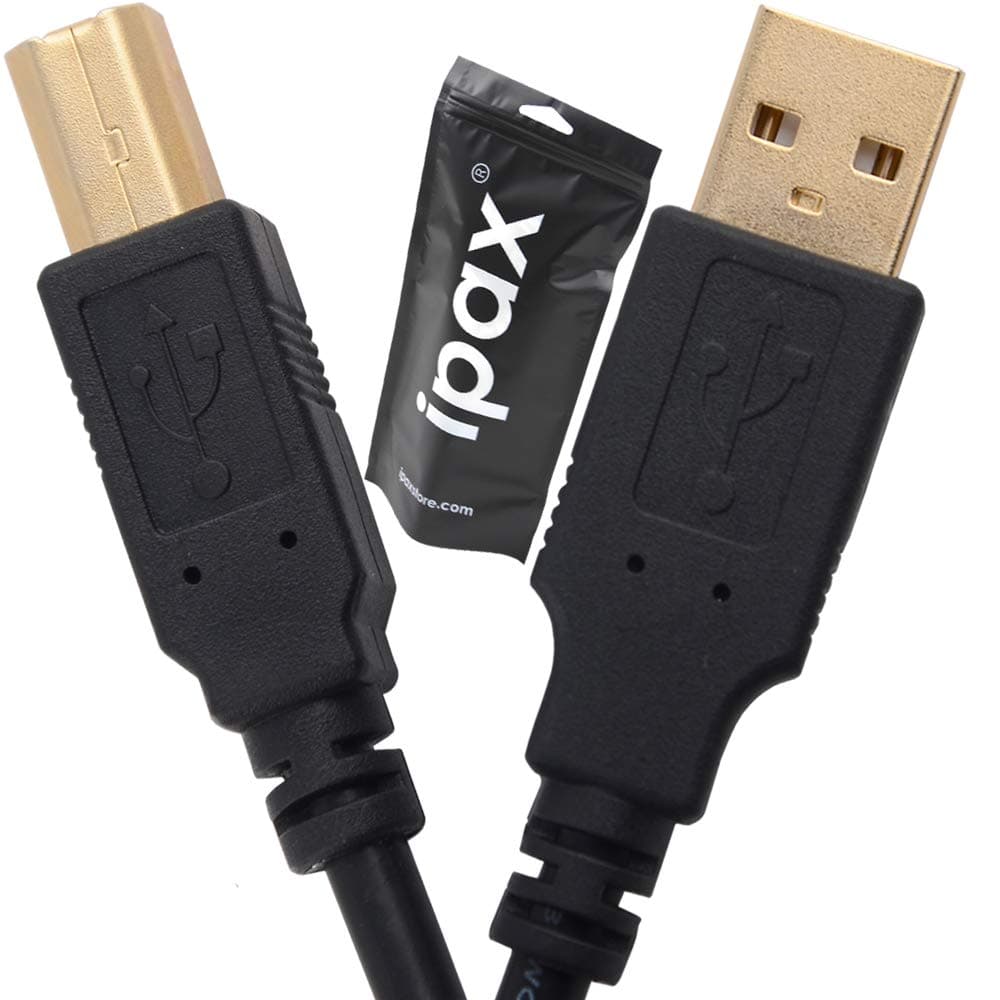 Ipax 15-Foot PC Computer Laptop Notebook to Printer USB 2.0 Cable Cord Compatible with Epson ET-3750 ET-2750 ET-2650 WF-2750 WF-2650 HP Photosmart 6520 7520 7525 D110 HP Officejet Pro 8710 8600 8620